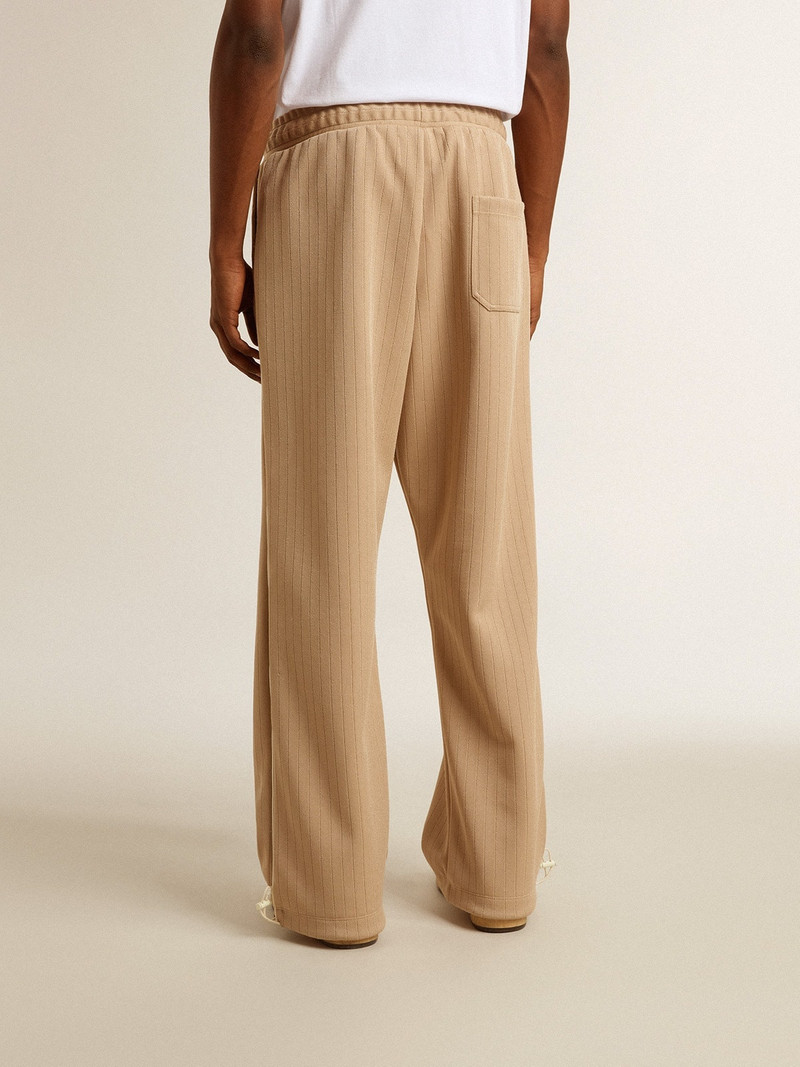 Men’s light beige joggers with white logo 4