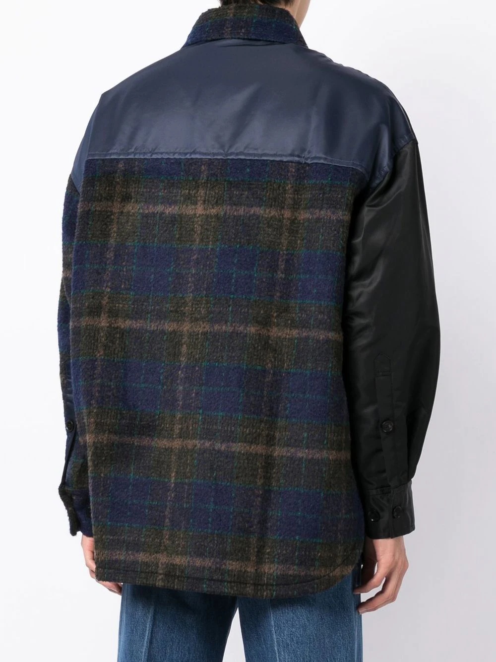 panelled plaid button-up jacket - 4