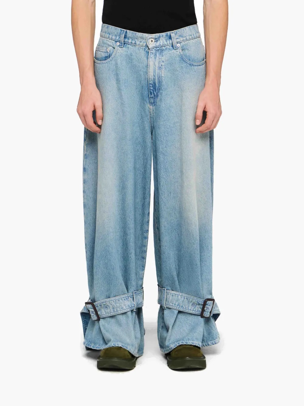 BUCKLED CUFF DENIM JEANS - 2