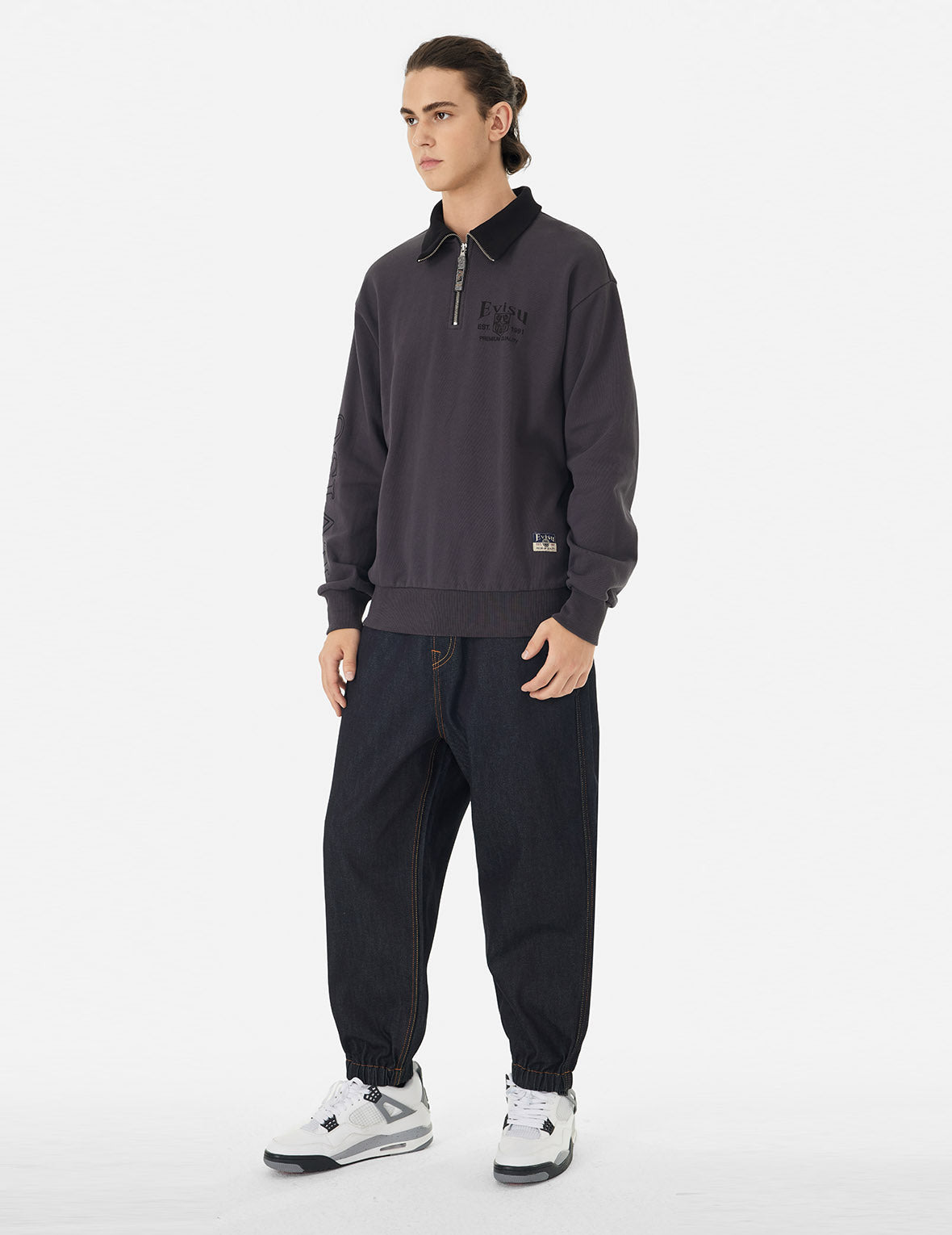 LOGO EMBROIDERY RELAX FIT HALF-ZIP SWEATSHIRT - 3
