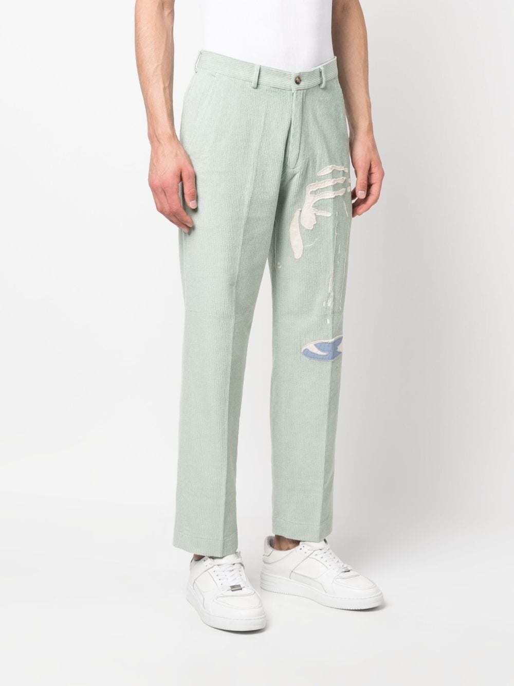 appliquÃ© pinstripe chino trousers - 3