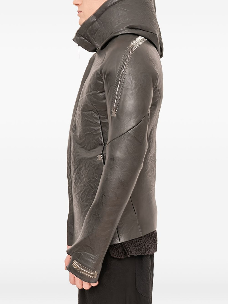 Malfeiteur hooded zip-up leather jacket 3