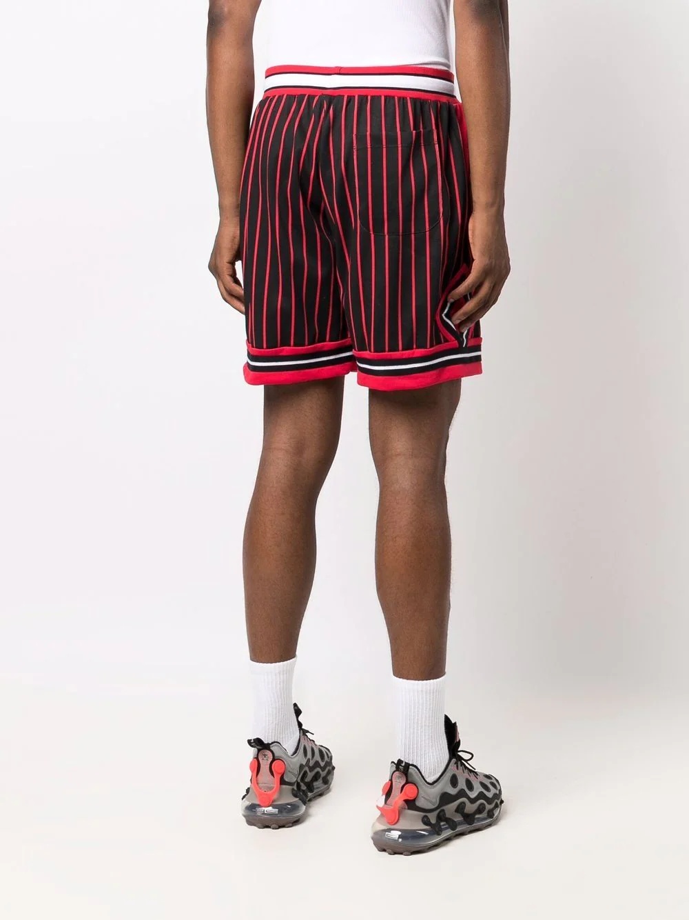 slogan-print cotton track shorts - 4