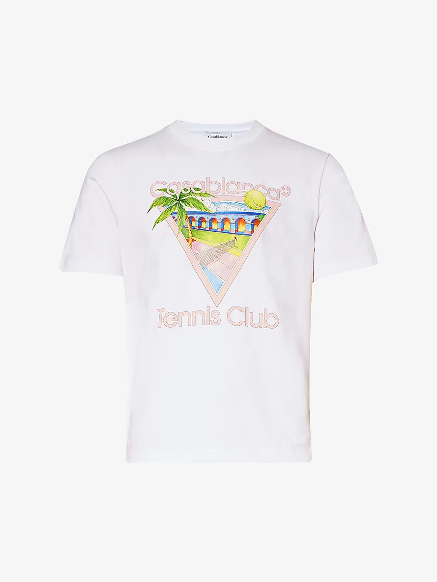 Tennis Club graphic-print cotton-jersey T-shirt - 1