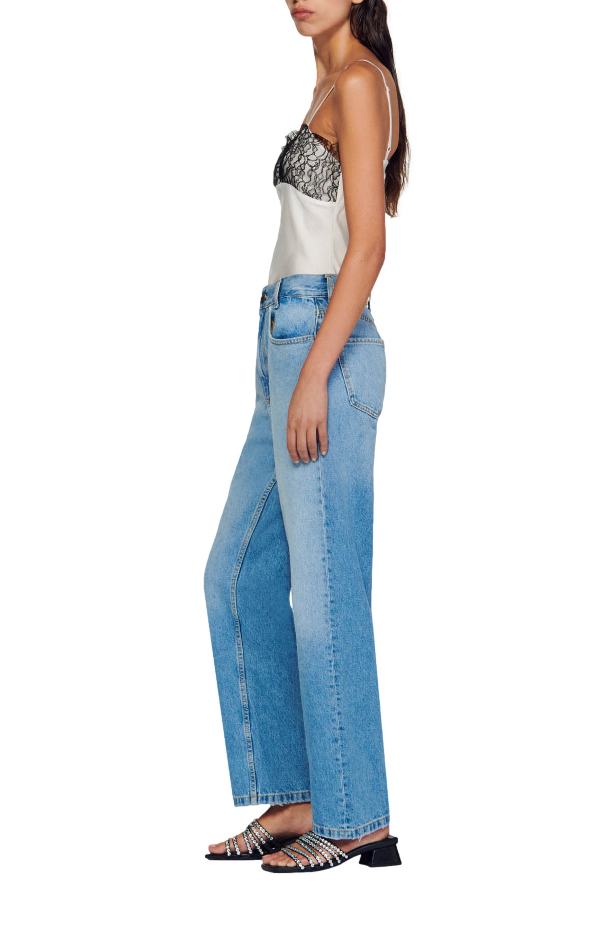 SANDRO Low-rise straight-leg jeans in Blue Jean at Nordstrom - 7