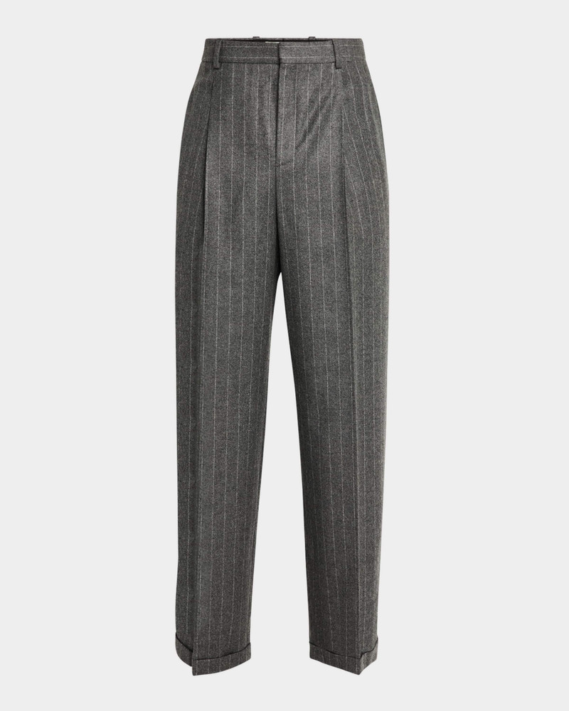 Men's Wool Relaxed Fit Single-Pleated Trousers 1