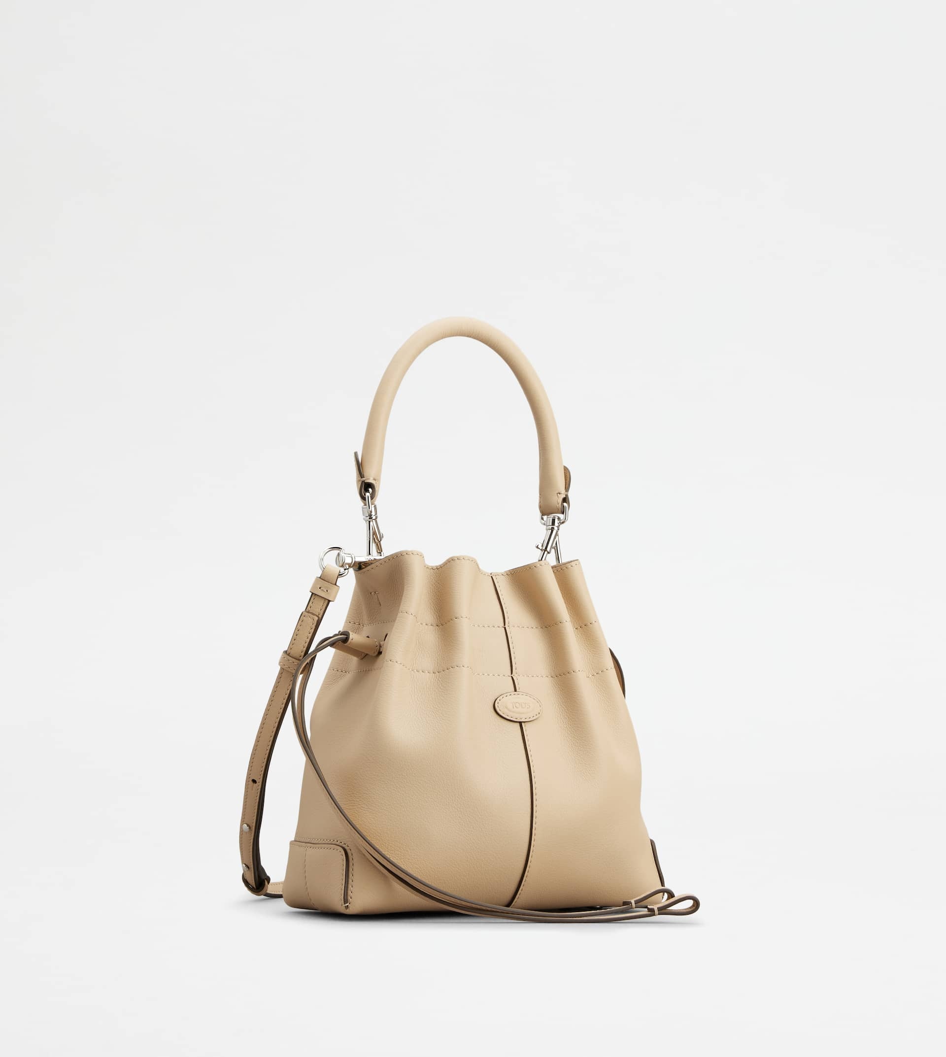 TOD'S DI BAG BUCKET BAG IN LEATHER MINI WITH DRAWSTRING - BEIGE - 2