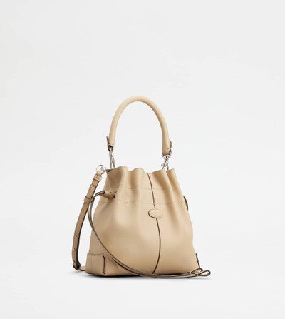 Tod's TOD'S DI BAG BUCKET BAG IN LEATHER MINI WITH DRAWSTRING - BEIGE outlook