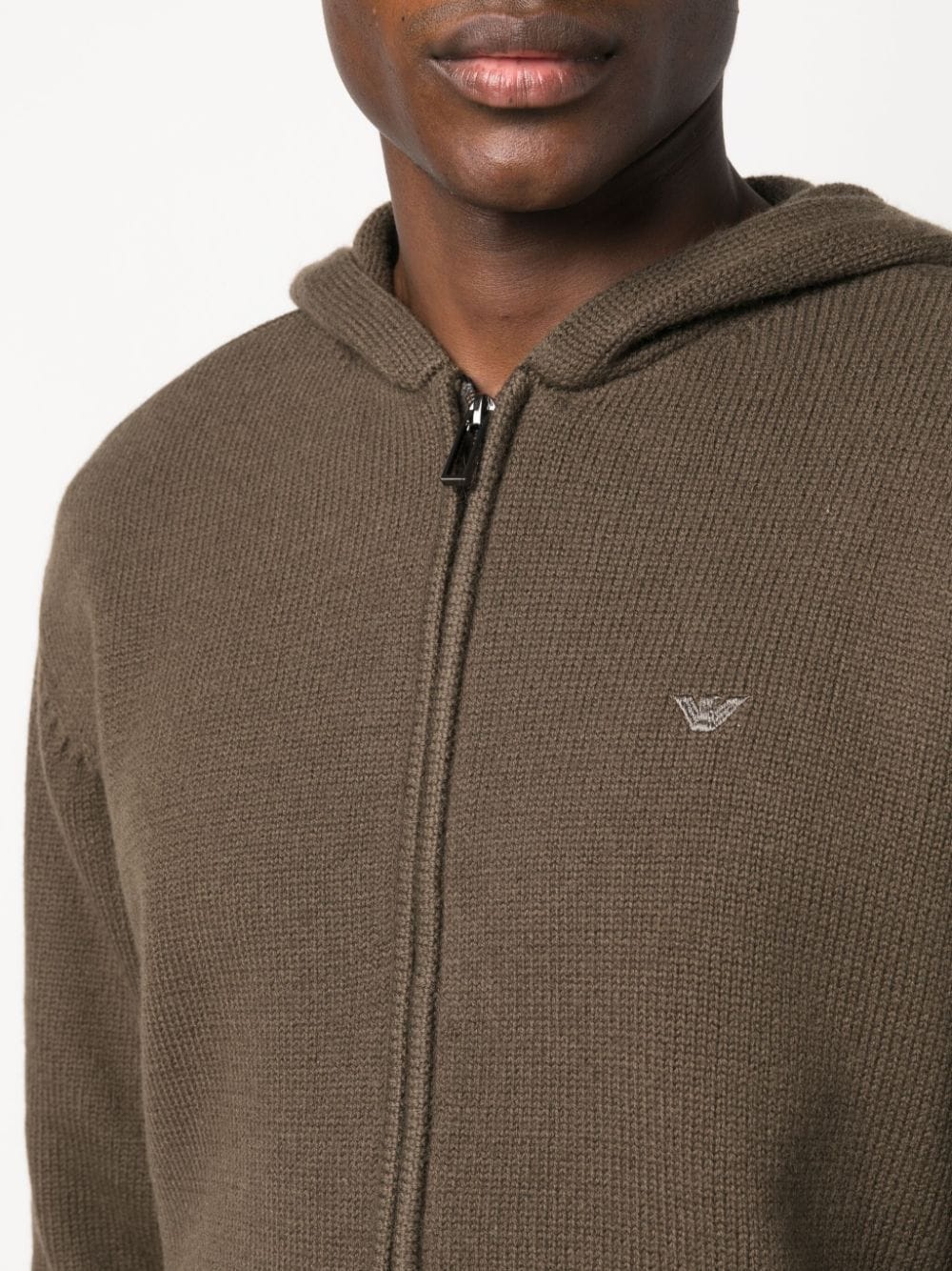 logo-embroidered virgin wool hoodie - 5