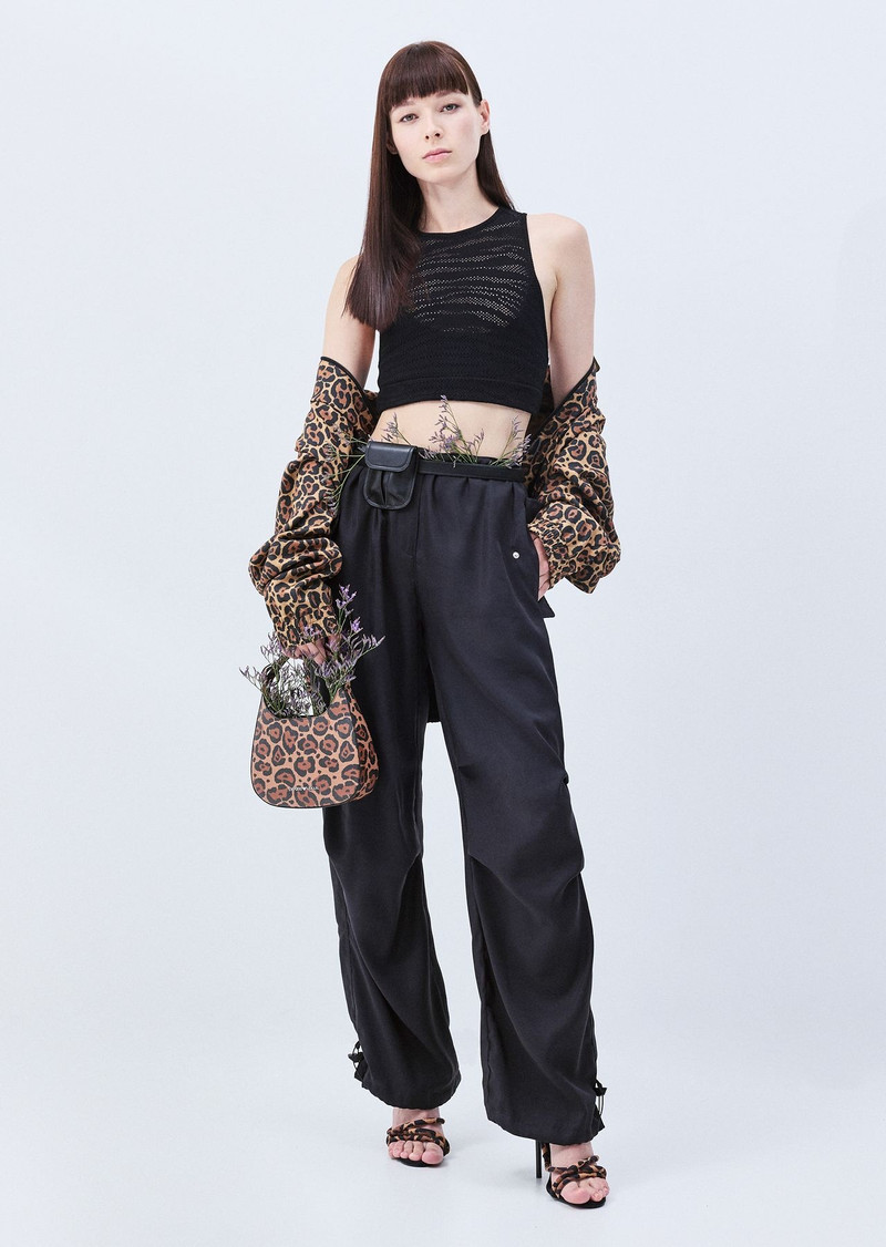 Emporio Armani Sustainability Values Capsule Collection viscose blend openwork knit crop top 6