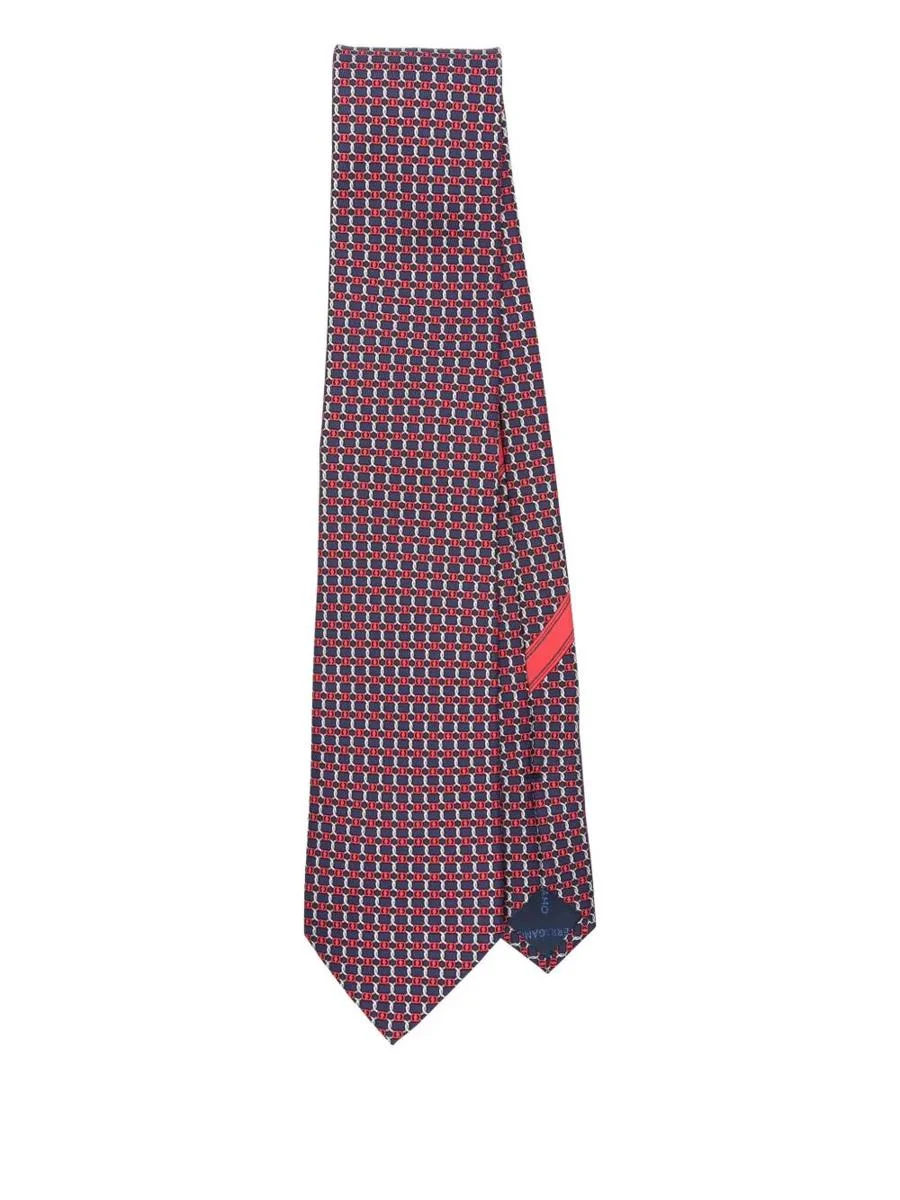 Salvatore Ferragamo Geometric-Pattern Aida Silk Tie Accessories - 1