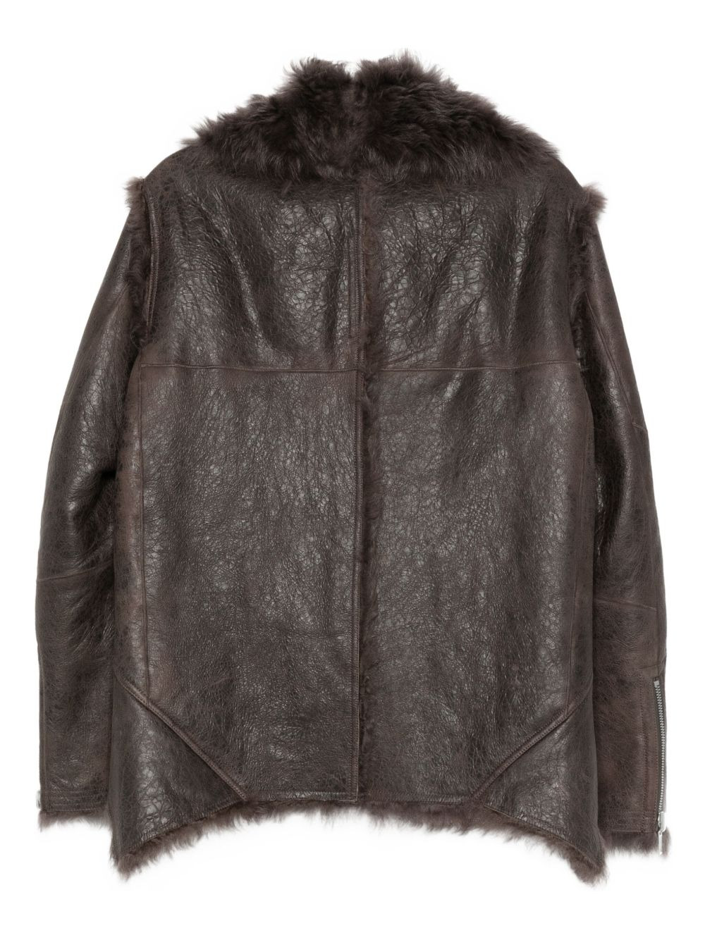 shearling zip-front jacket - 2
