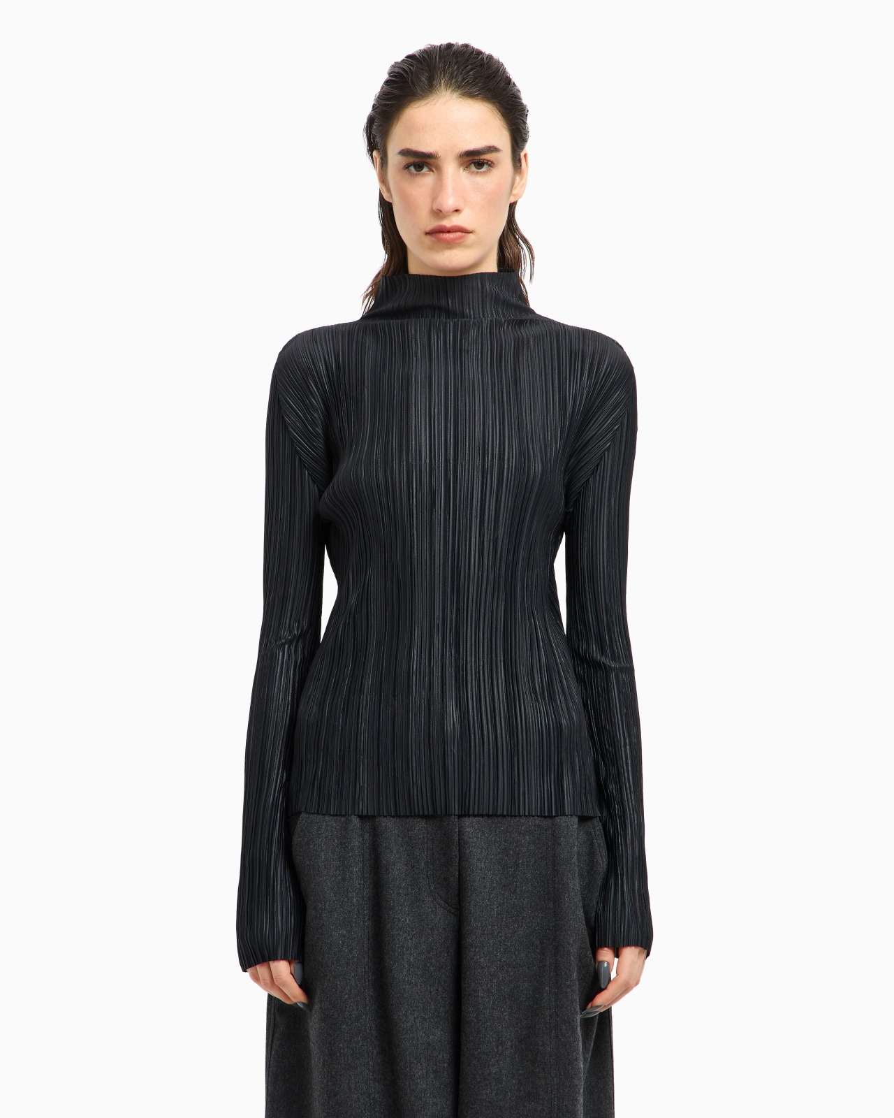 PLEATED JERSEY LONG-SLEEVED JUMPER - 4