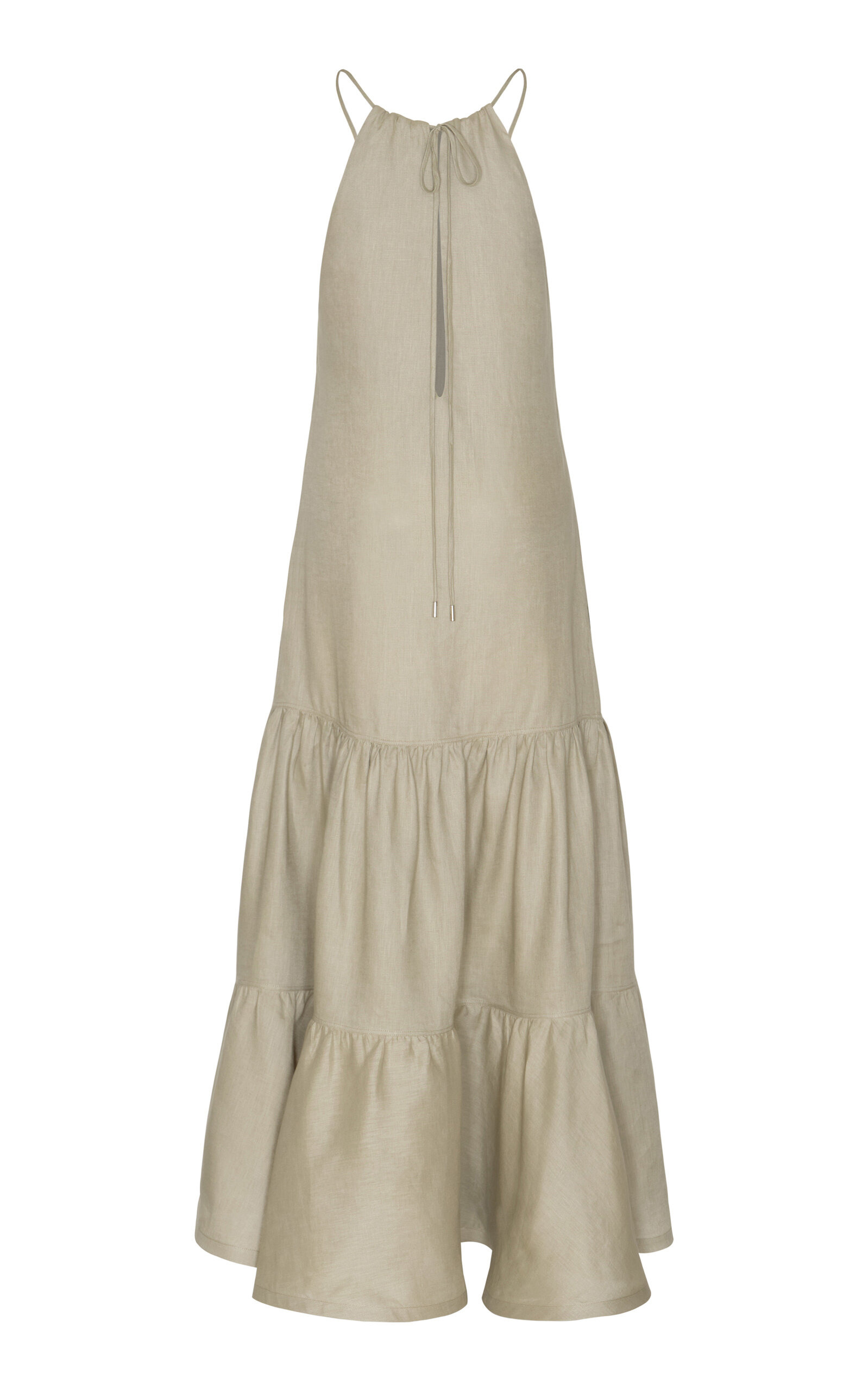 Lienzo Natural Tiered Linen Maxi Dress green - 3
