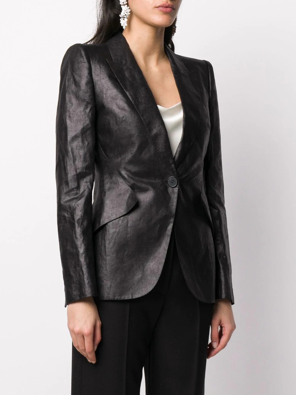 fitted linen blazer - 3