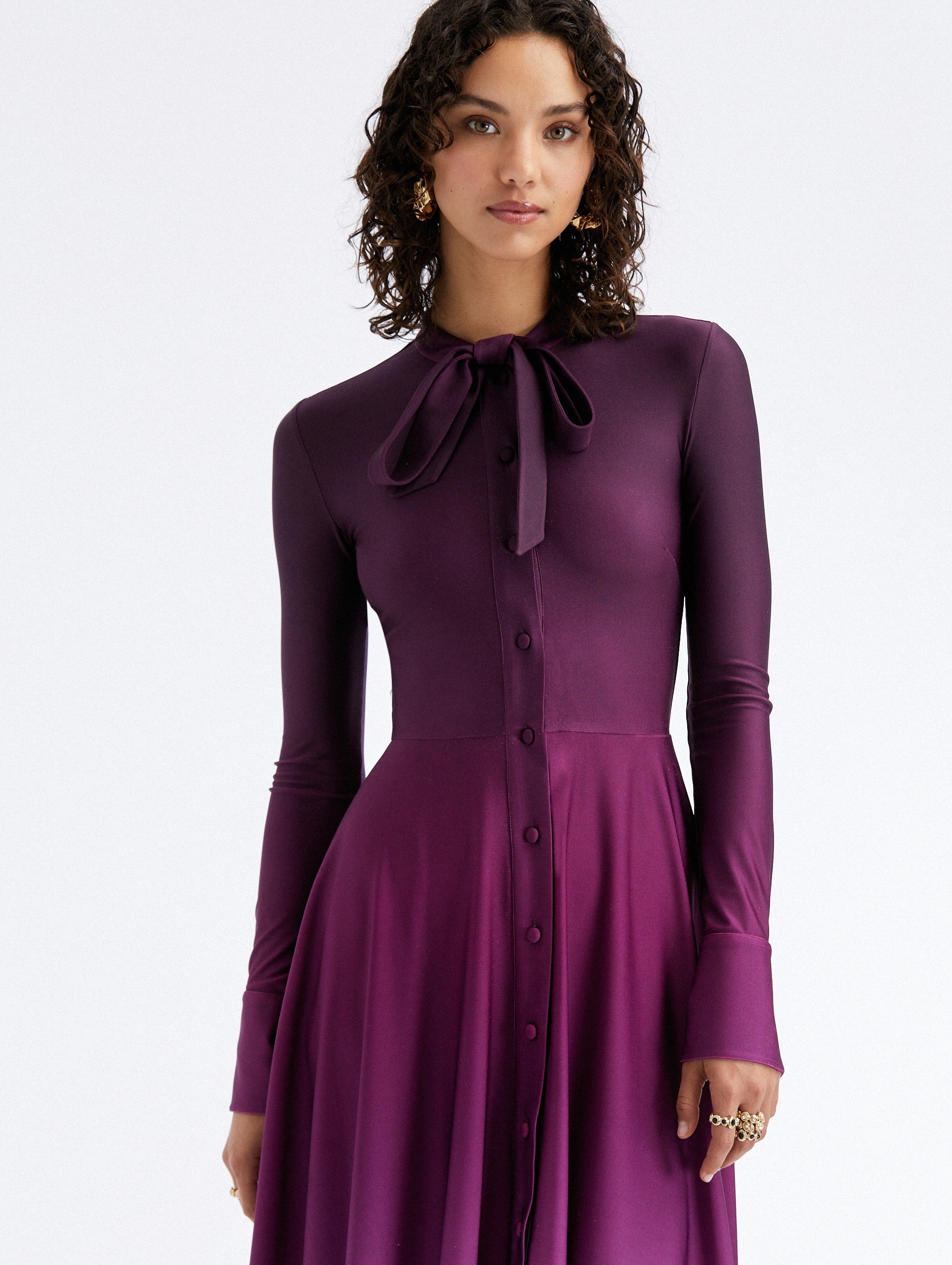 BUTTON FRONT OMBRÉ JERSEY DRESS - 4