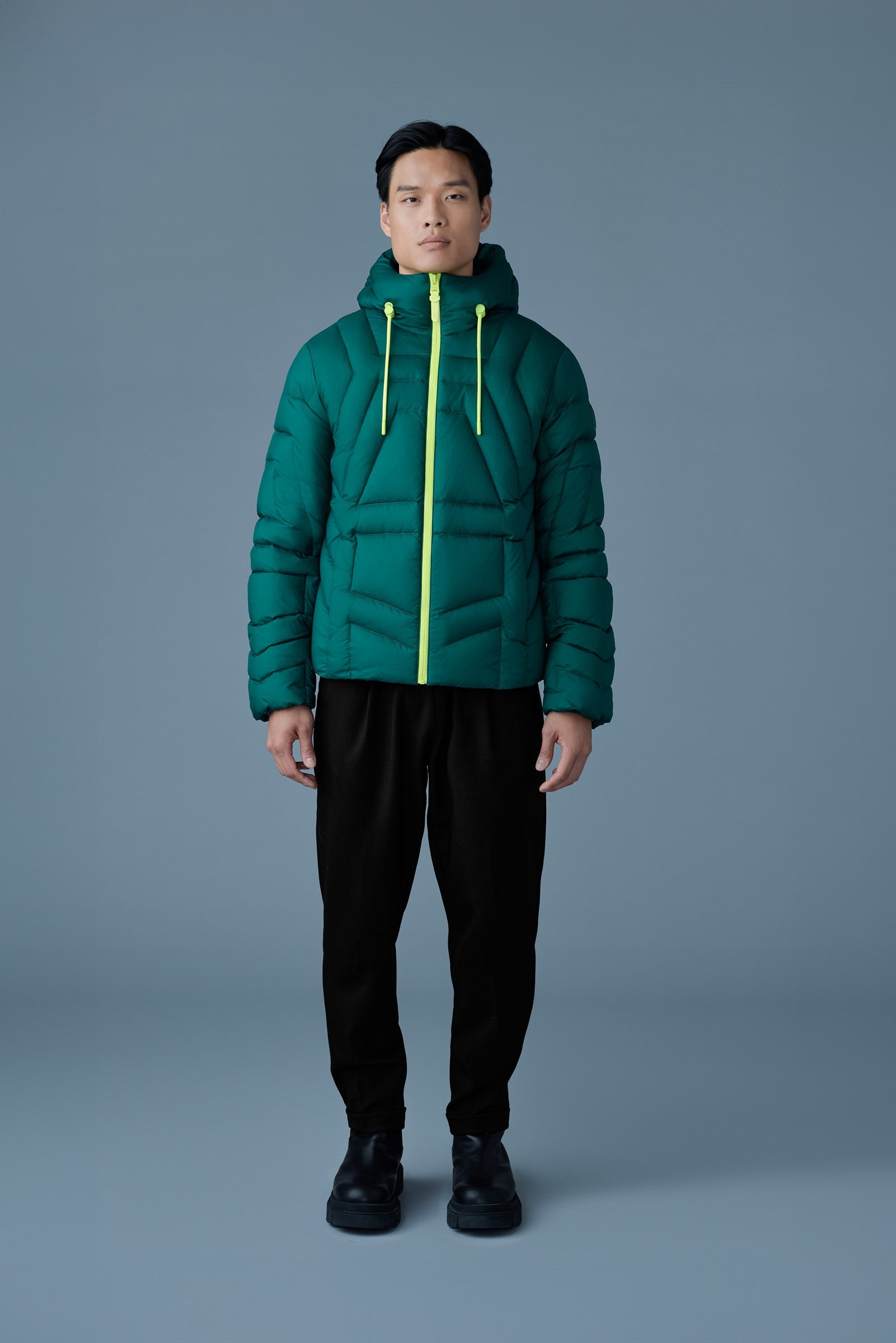 LUKE Softwash Geometrical channel quilt down jacket - 2