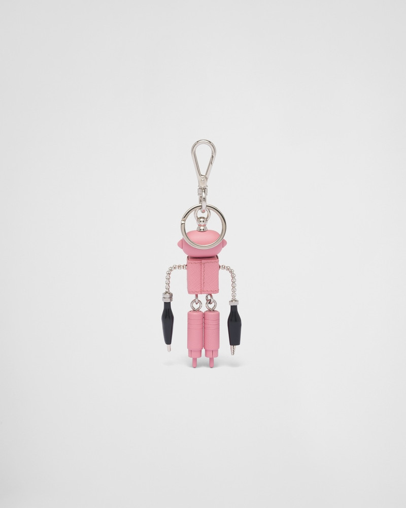 Saffiano leather robot trick keychain 3
