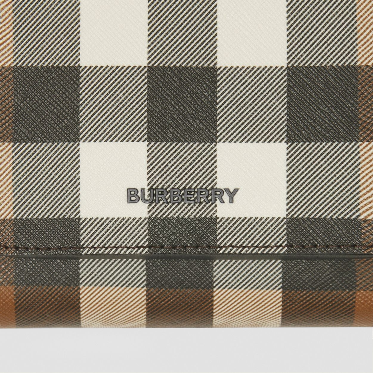 Check and Leather Crossbody Bag - 2