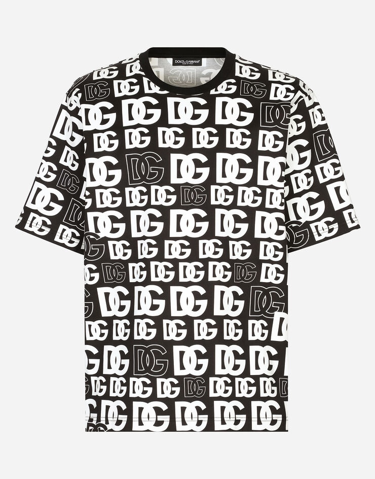 Cotton T-shirt with all-over DG logo print - 1