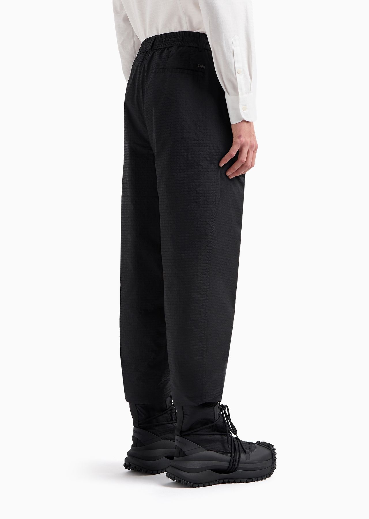Jacquard nylon trousers with elastic hems and all-over logo lettering - 3