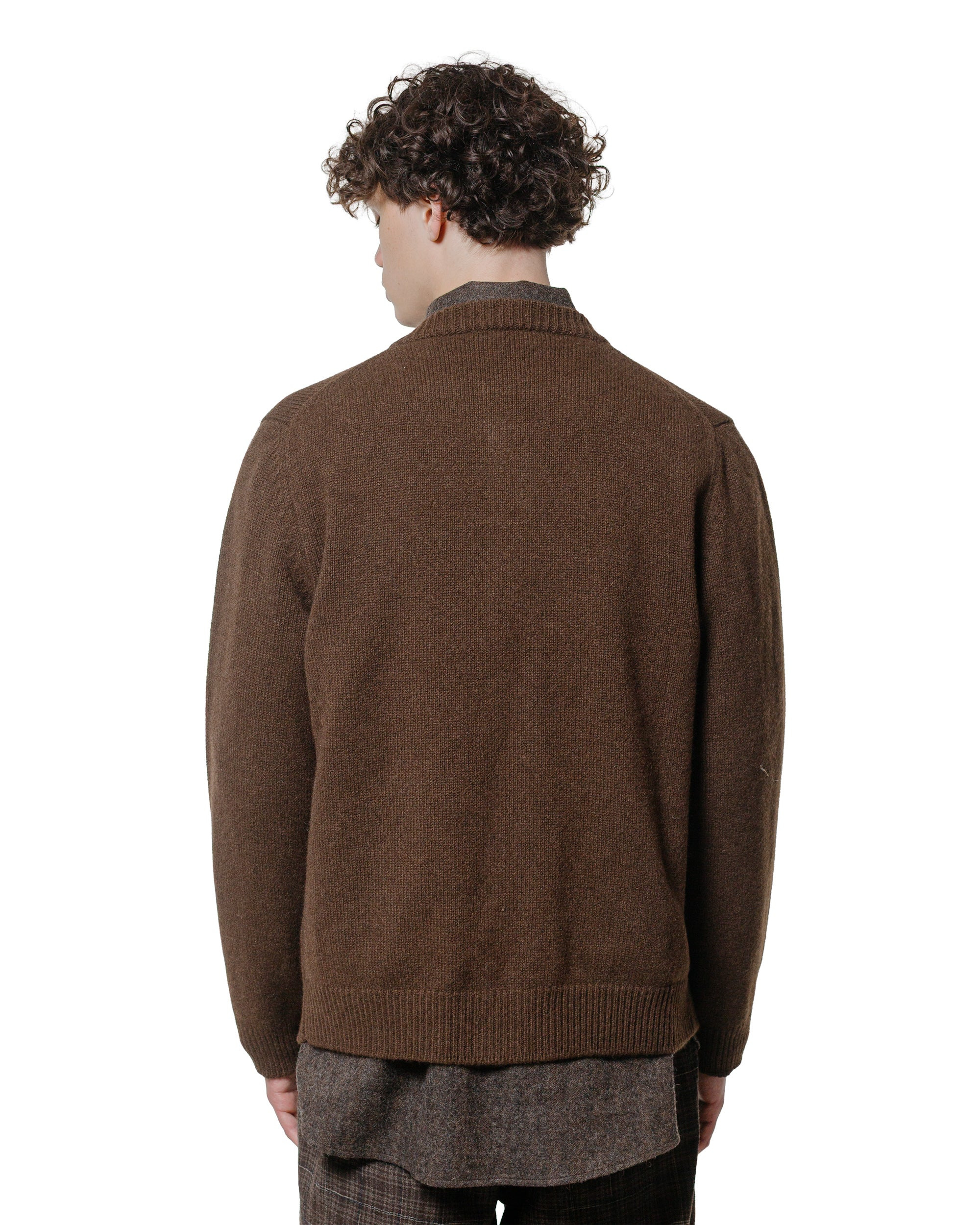 Crewneck Cardigan Undyed Yak Wool Dark Brown - 3