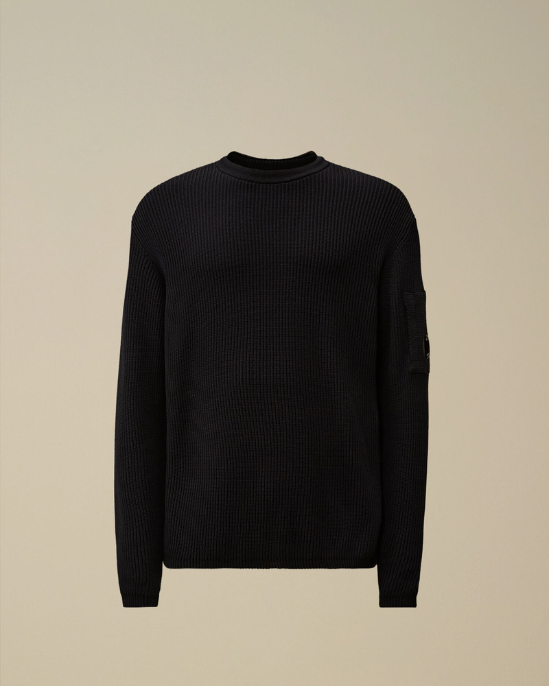 Cotton Sea Island Ribs Crewneck Lens Sweater 1