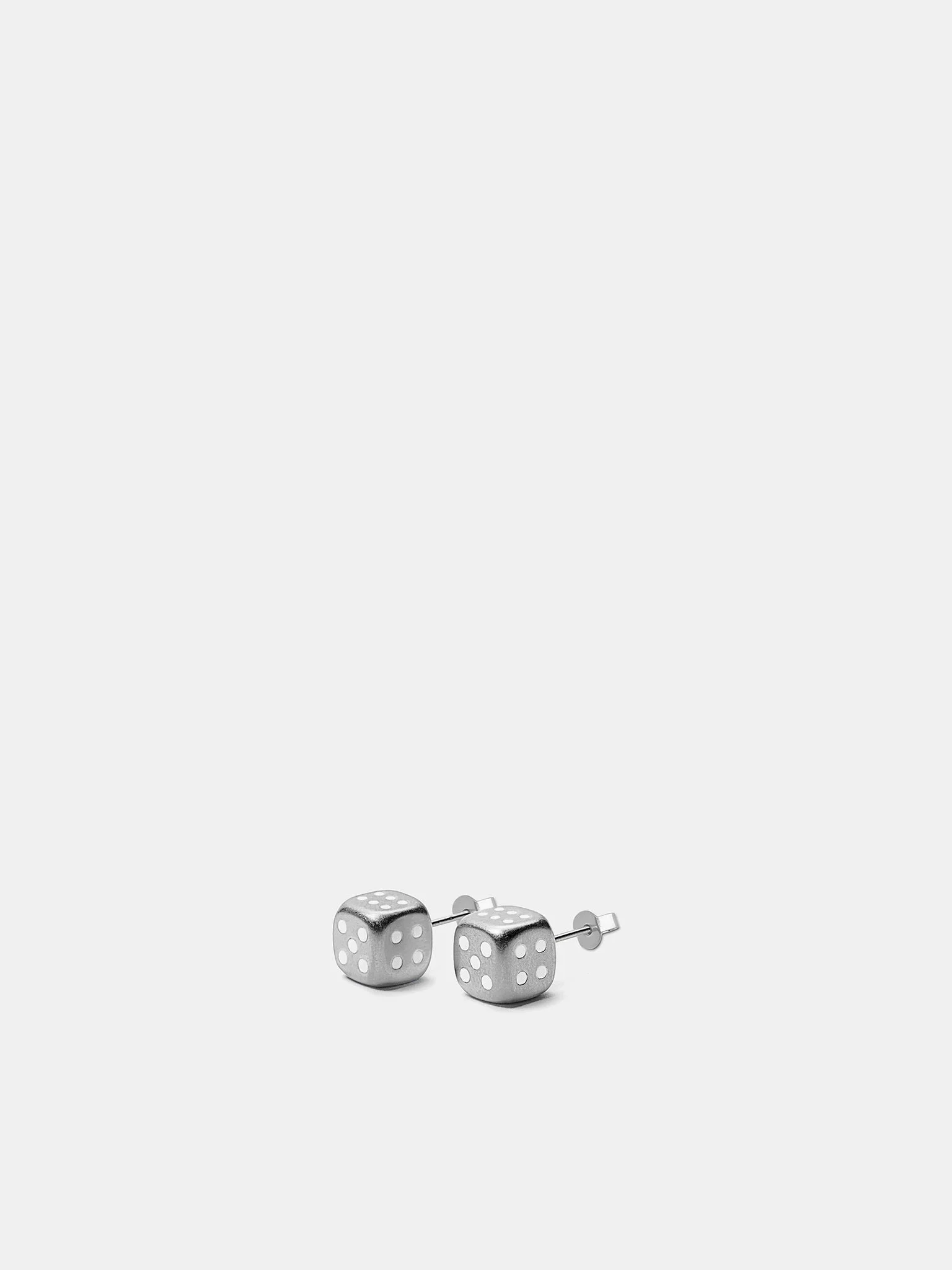 White Gold Dice Earring Pair - 1