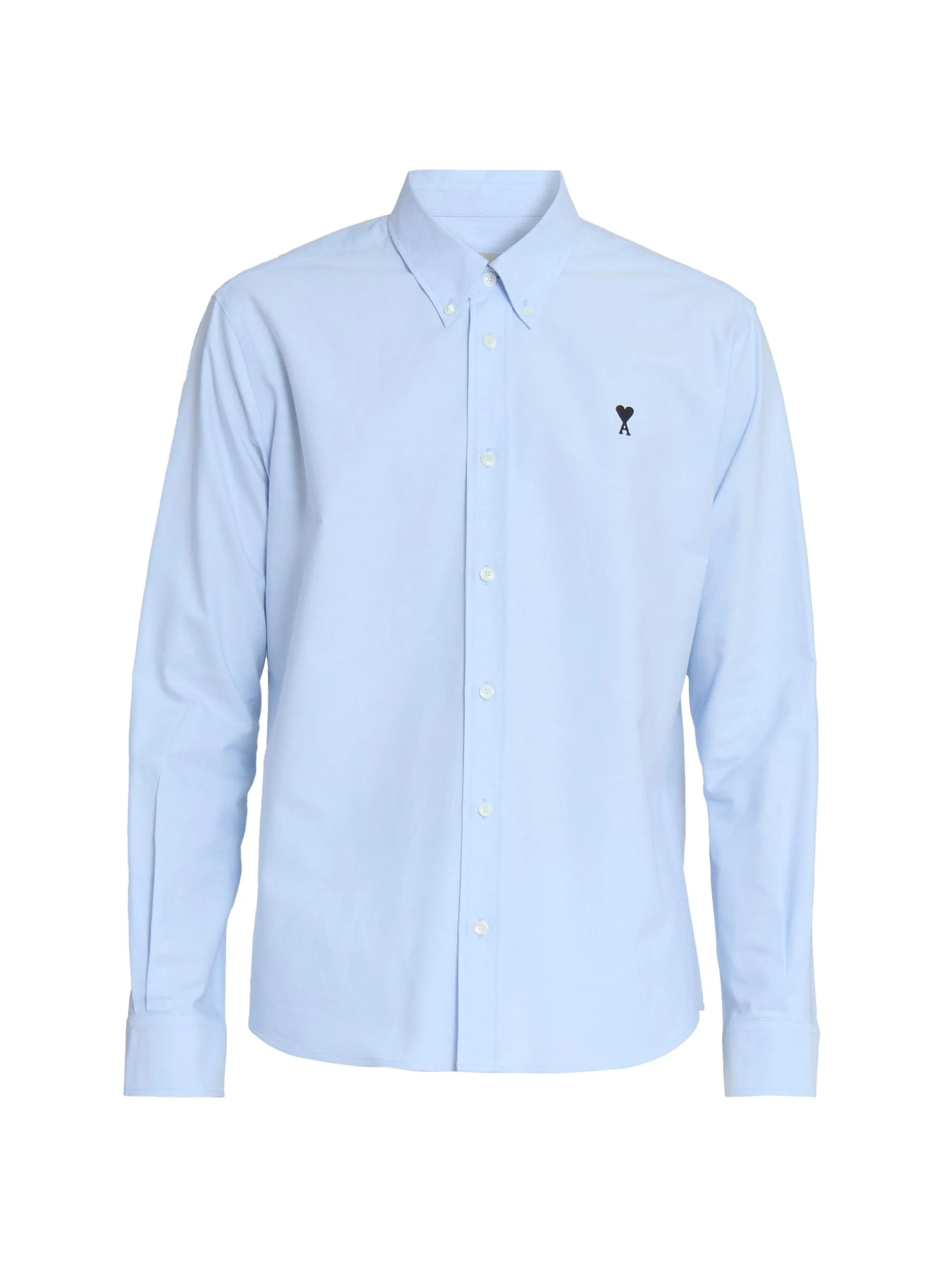 Men's Embroidered Logo Cotton Button-Down Shirt - Sky Blue - 1