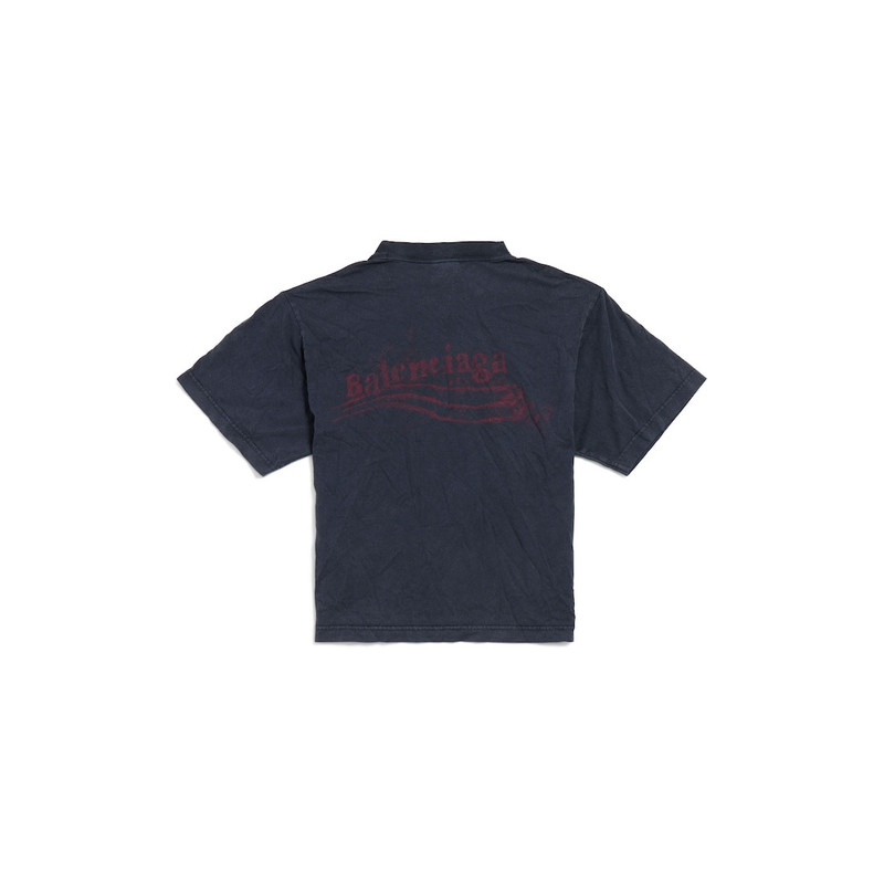 BALENCIAGA Women's Washed Crayon Political T-shirt Medium Fit in Black Faded outlook