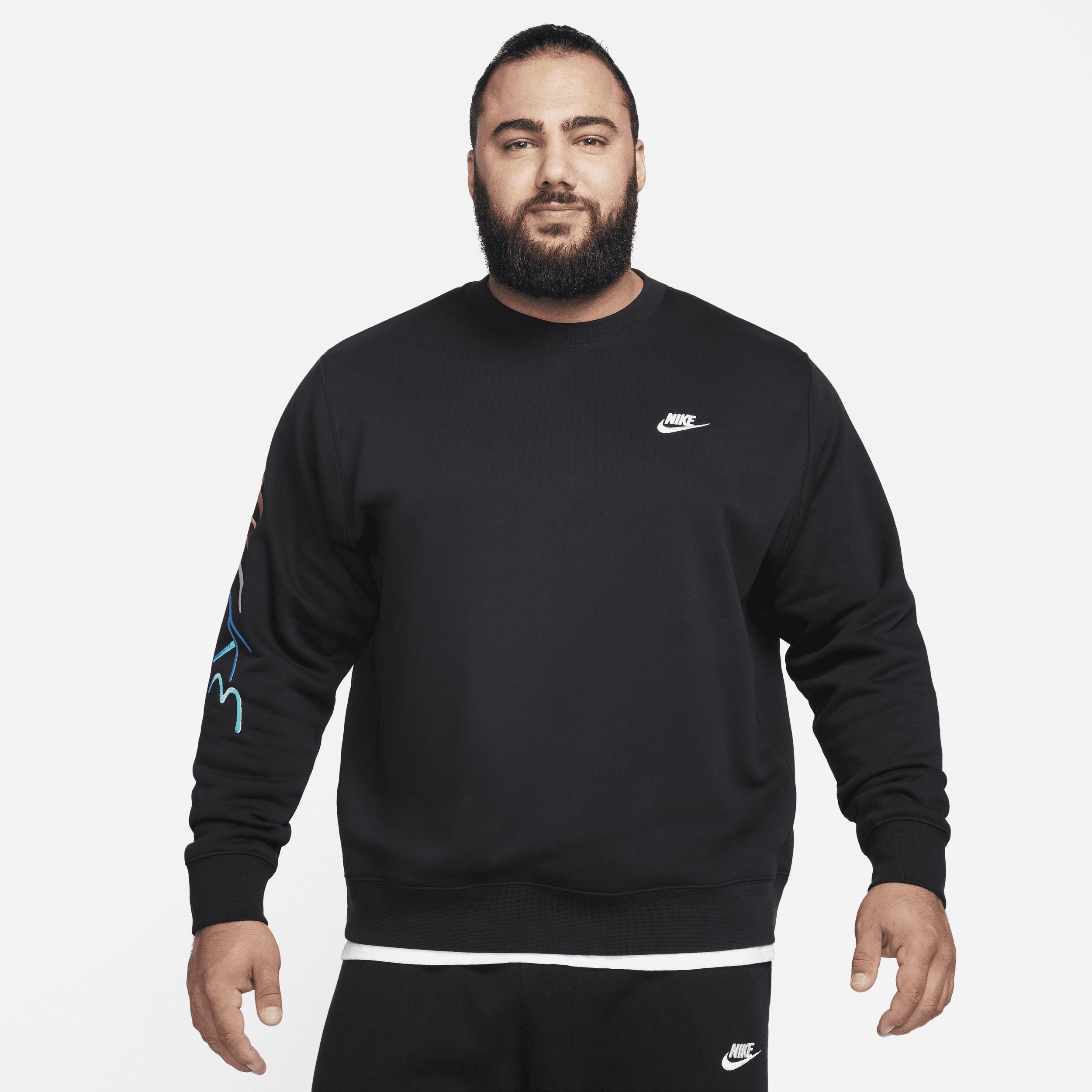 Nike Men's Club Fleece Brushed-Back Graphic Crew - 7