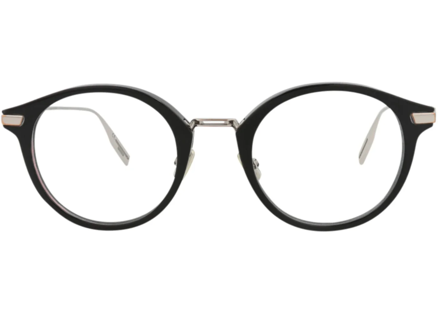 Dior Round-Frame Acetate Optical Frames Black Silver Transparent (DM50014U-50-001) - 1