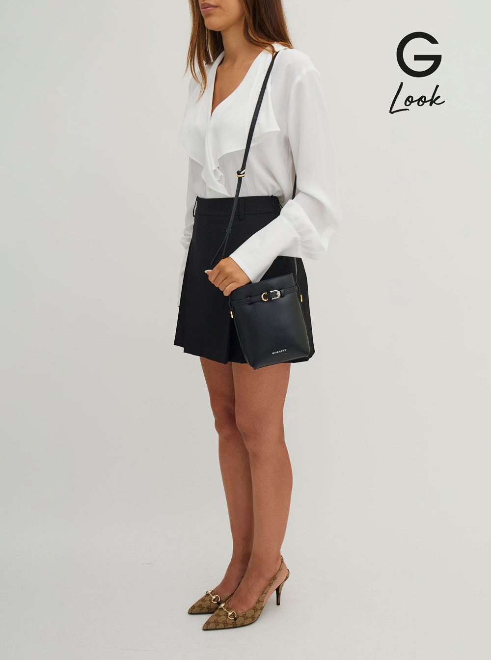 Givenchy Women 'Voyou' Black Crossbody Bag With Laminated Logo And Buckle In Leather Woman - 6