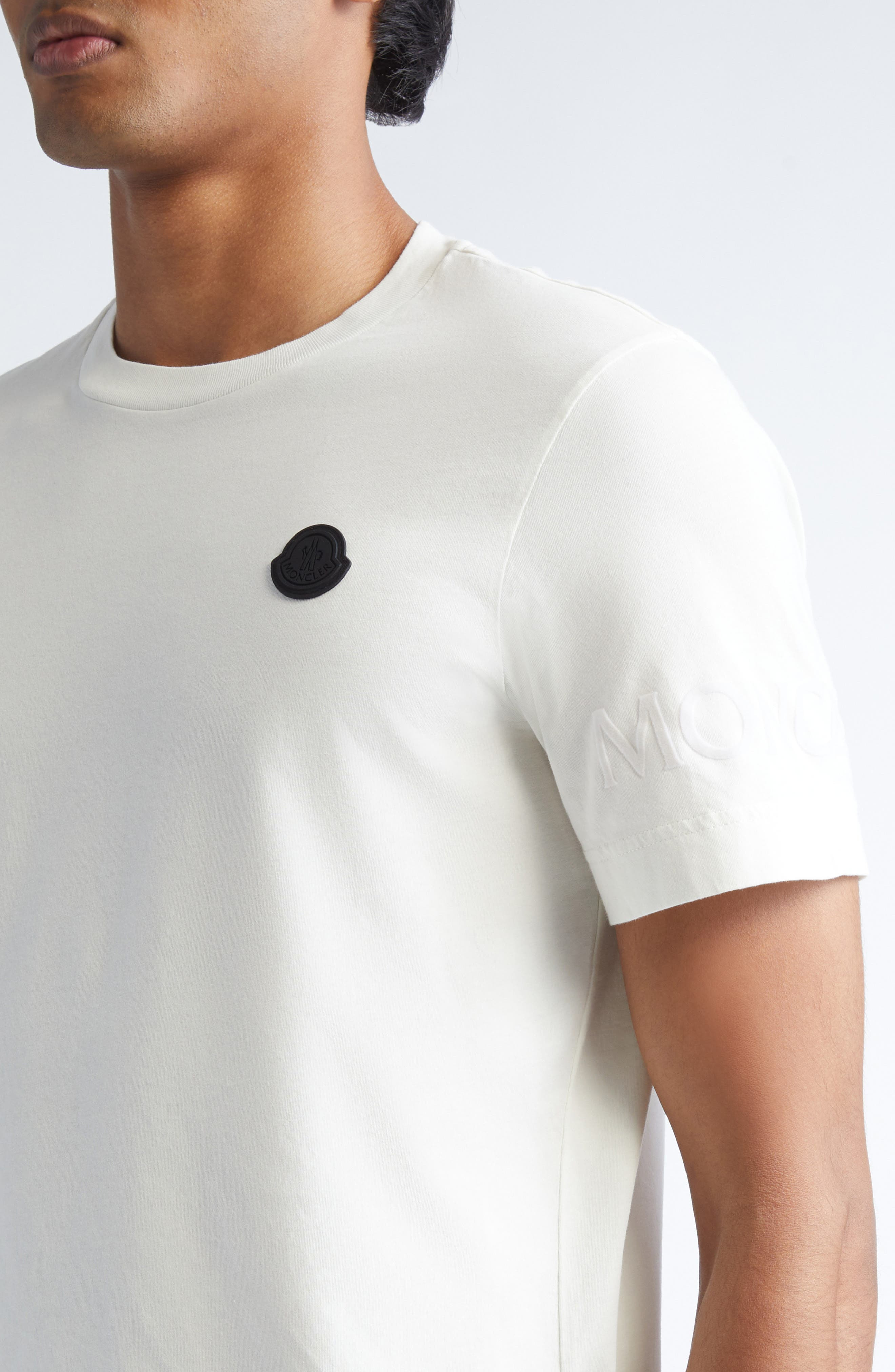 Moncler Logo Patch Cotton T-Shirt in Jet Stream at Nordstrom - 4