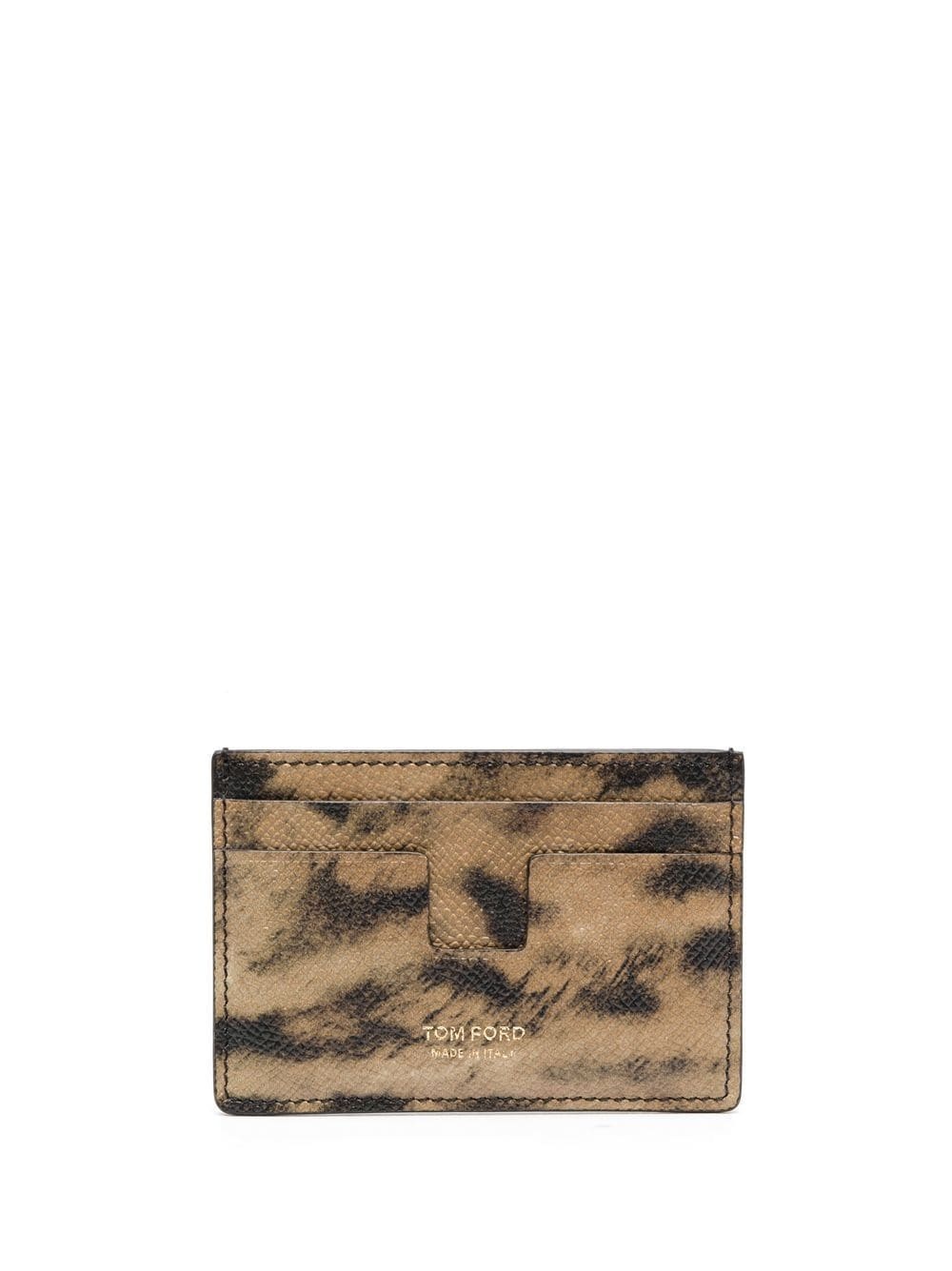 distressed-print leather cardholder - 1