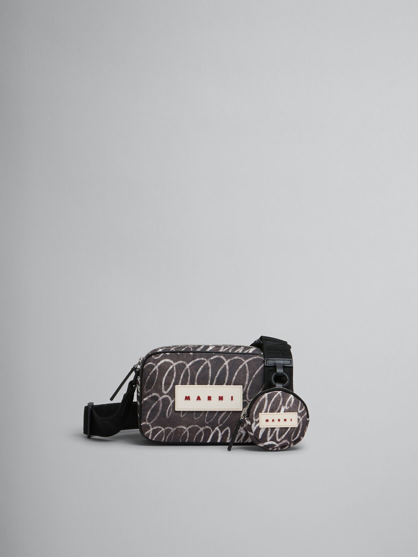 BLACK PUFF CAMERA BAG WITH MARNI SCRIBBLE PRINT - 1