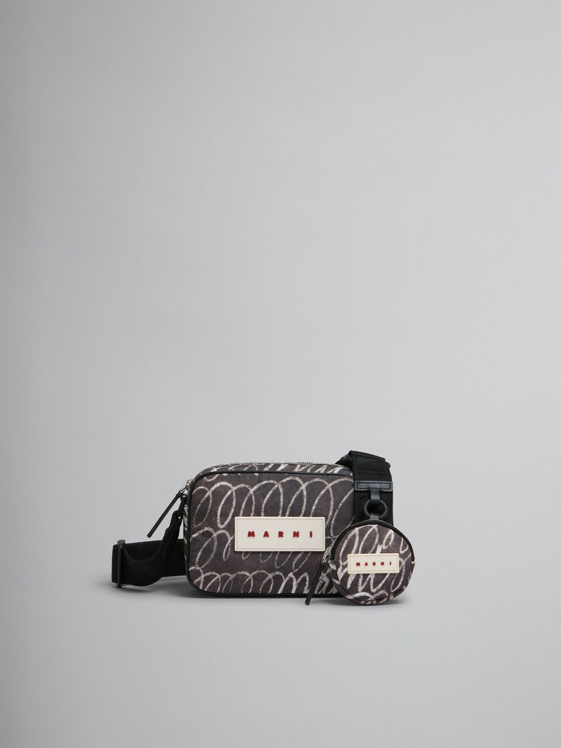 BLACK PUFF CAMERA BAG WITH MARNI SCRIBBLE PRINT 1