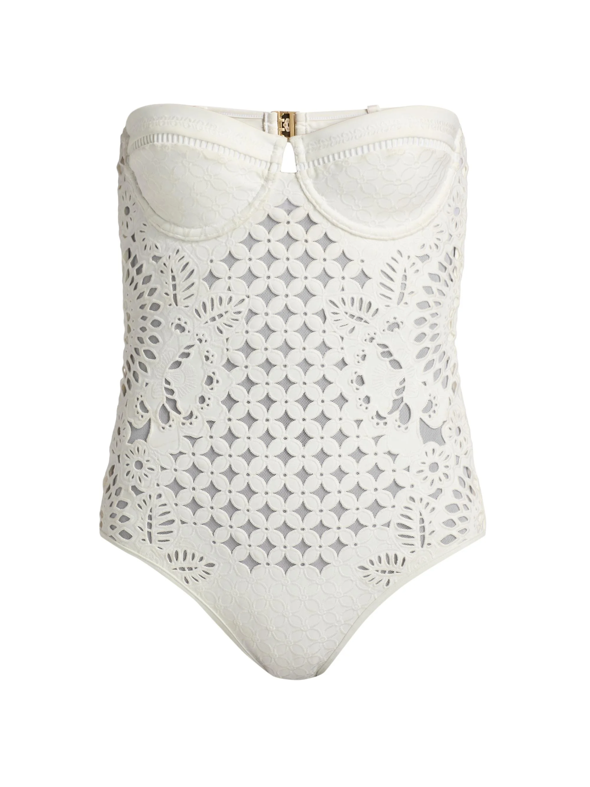 Women's Indra Embroidered One-Piece Swimsuit - Ivory - 1
