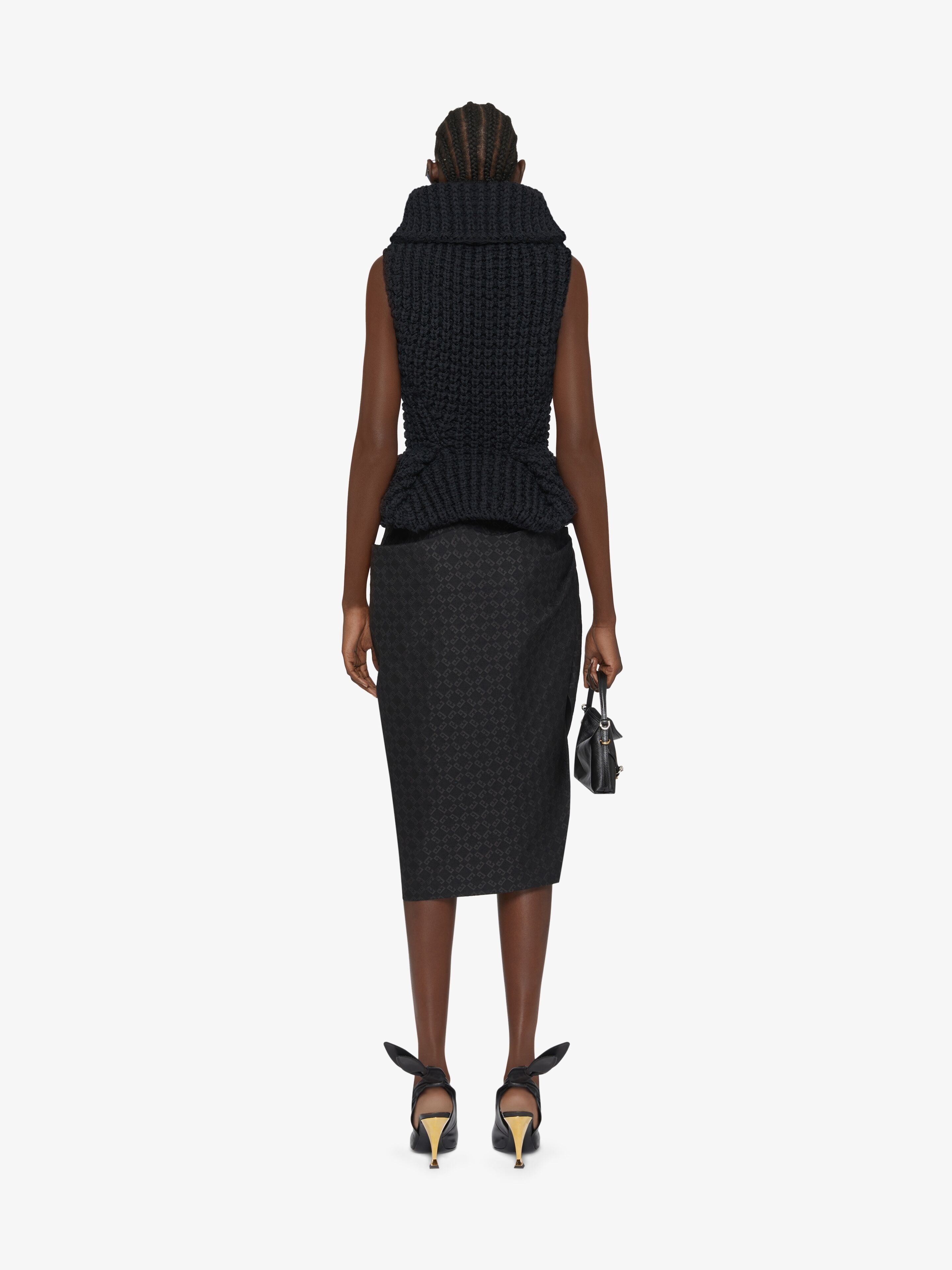 ASYMMETRIC DRAPED SKIRT IN MONOGRAM 72 JACQUARD - 4