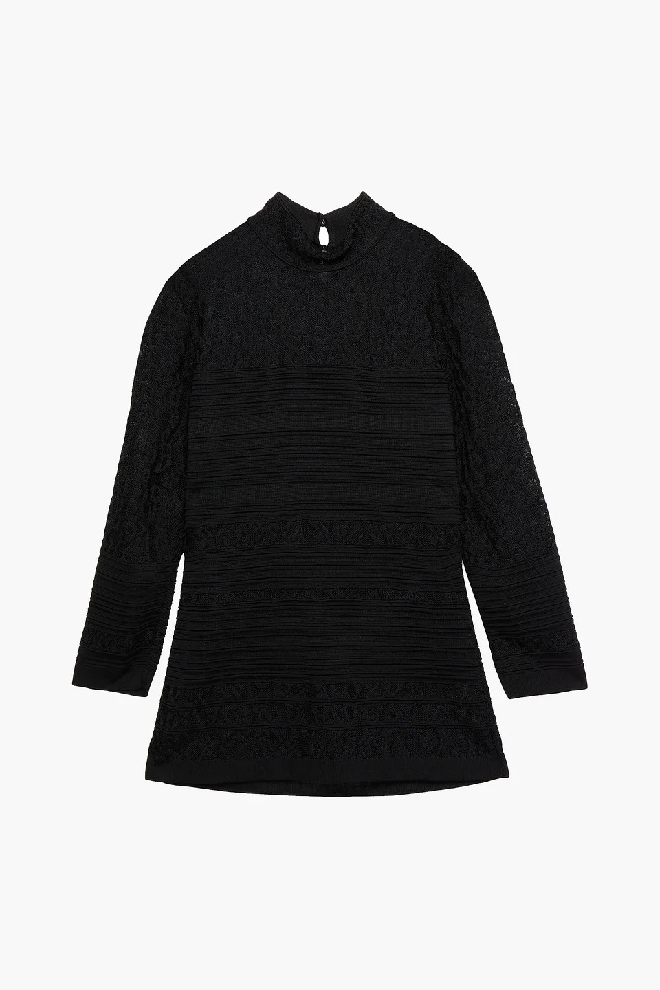 Ribbed and jacquard-knit turtleneck sweater - 1