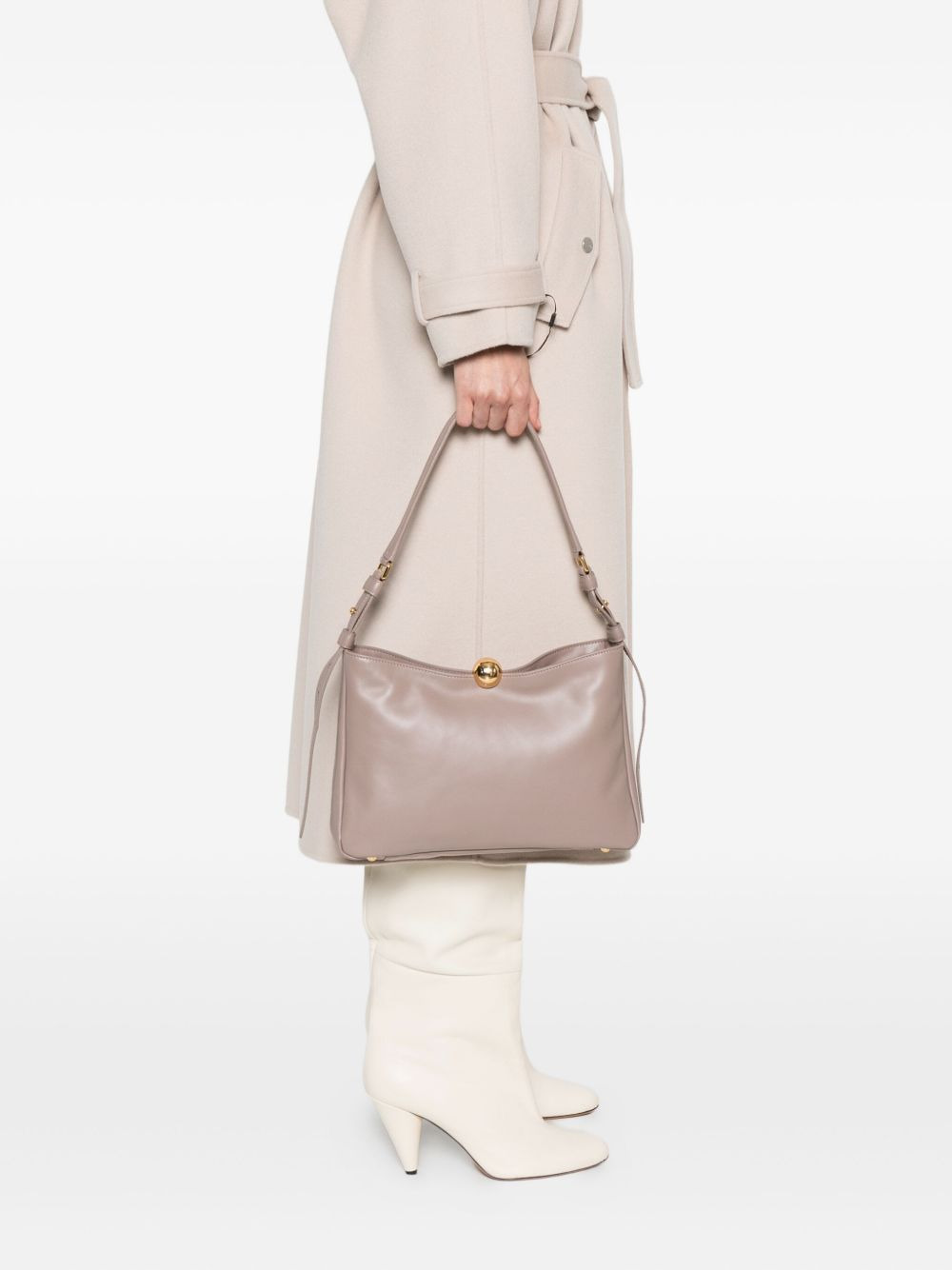 curved-top leather shoulder bag - 2