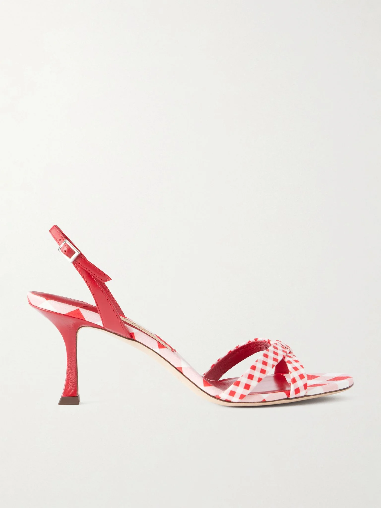 Elsy 70 leather-trimmed twill slingback sandals Red - 1