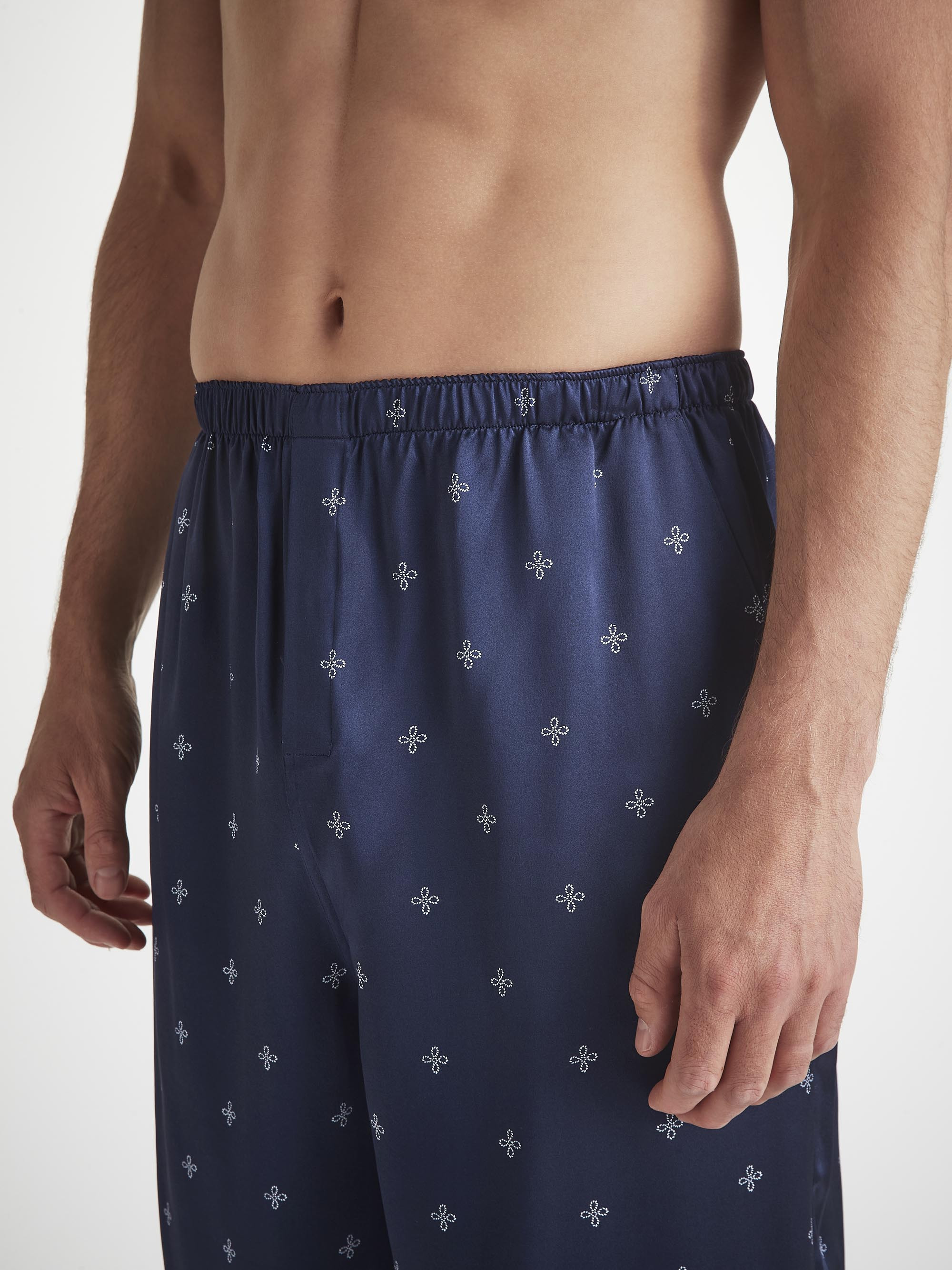 Men's Pajamas Silk Satin Navy Sailor's Knot Print - 6