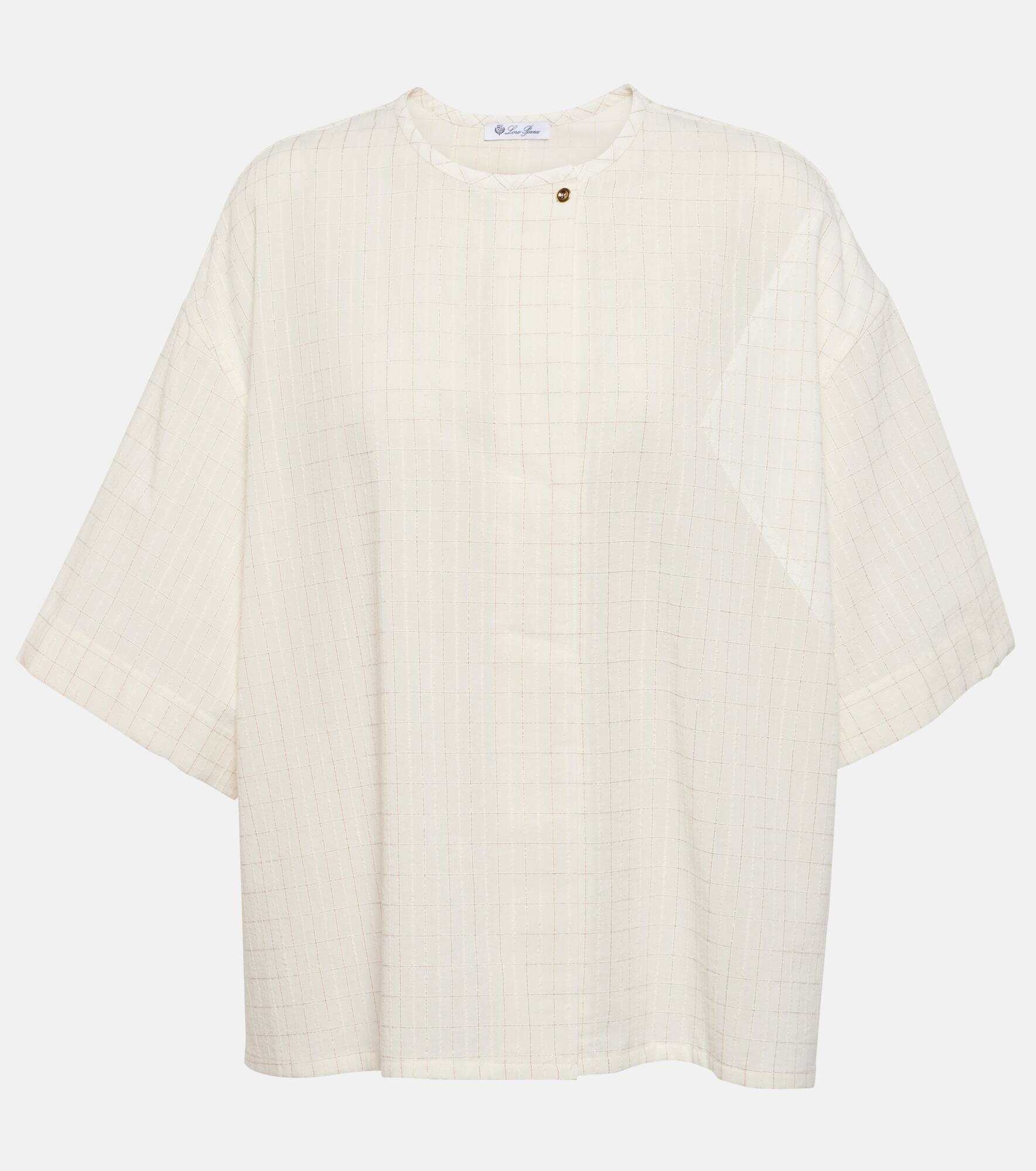 Checked cotton-blend top - 1