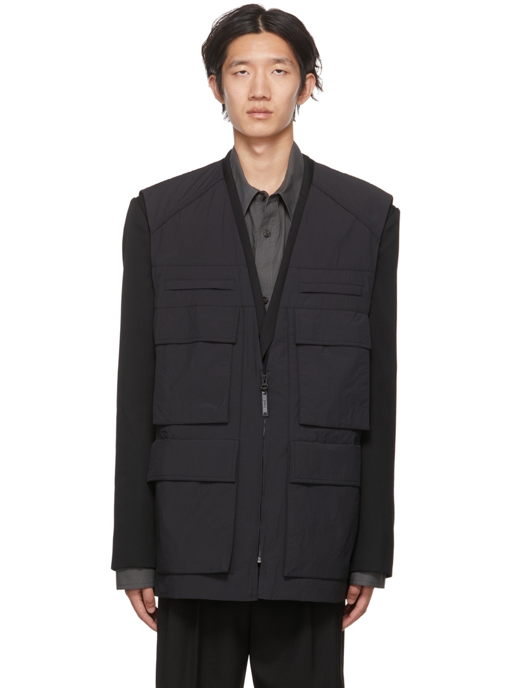 Black Layered Blazer - 1