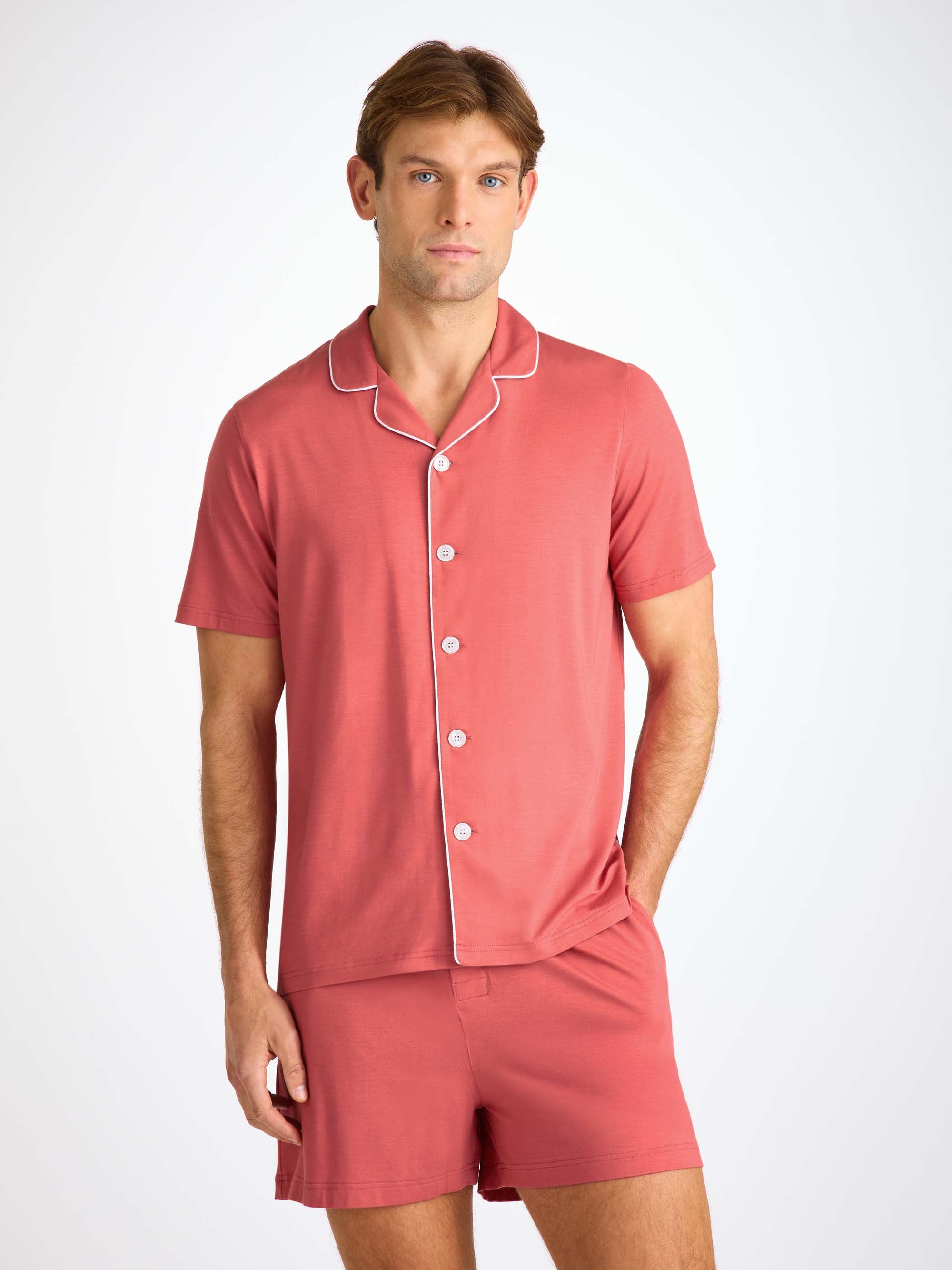Men's Short Pajamas Basel Micro Modal Stretch Apple Red - 5