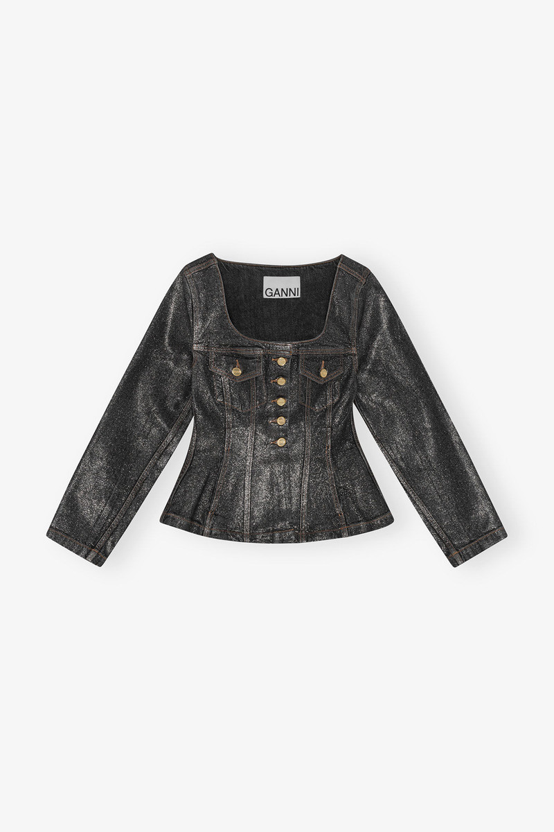 SHIMMERY FOIL DENIM BLAZER 1