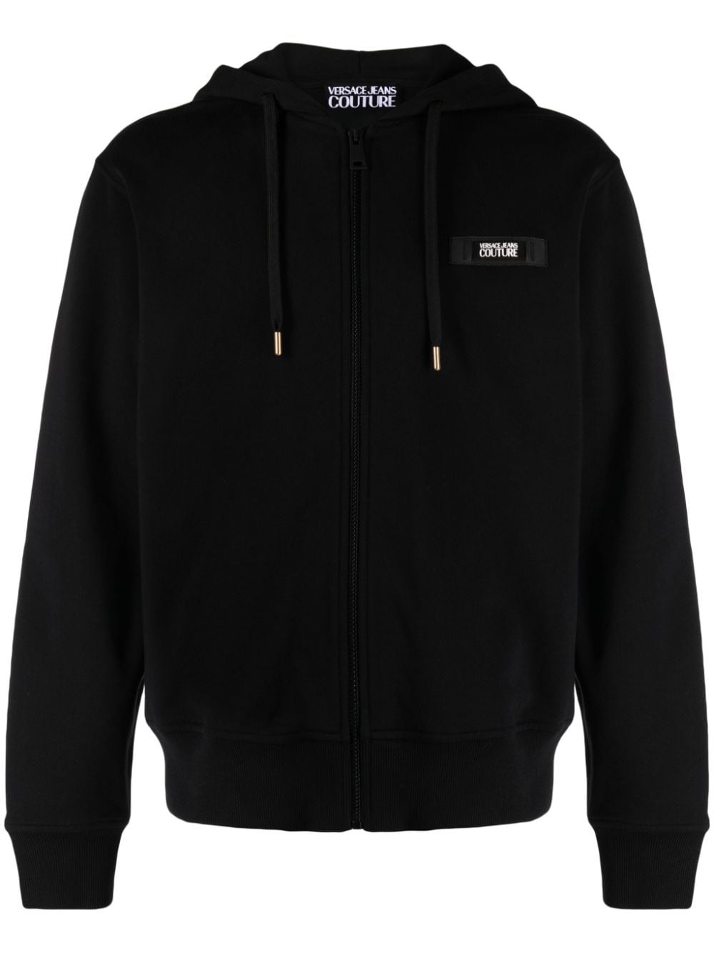 logo-patch cotton zip-up hoodie - 1