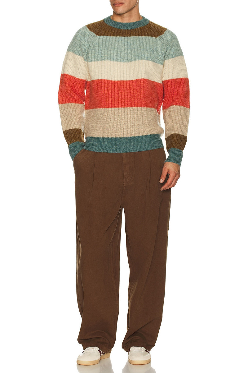BEAMS PLUS Crew Multi Stripe 5g Sweater outlook