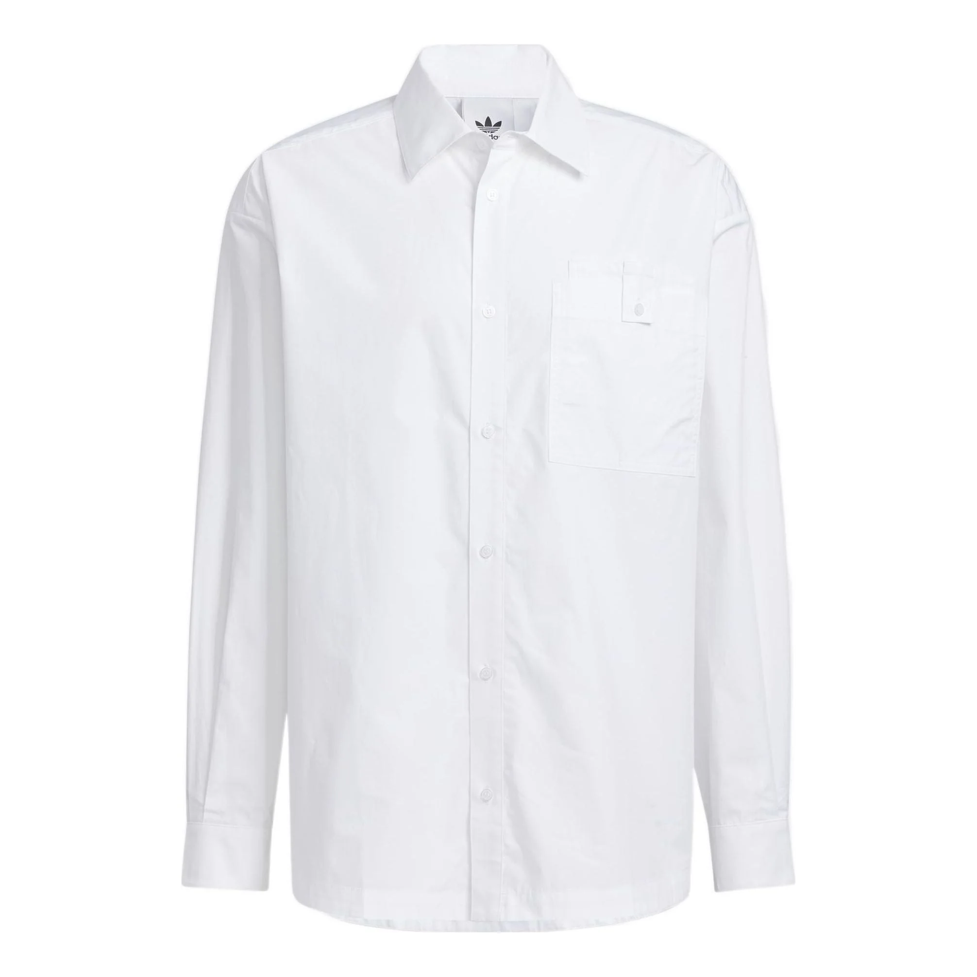 adidas originals Solid Color single breasted Long Sleeves Shirt Couple Style White HU1230 - 1